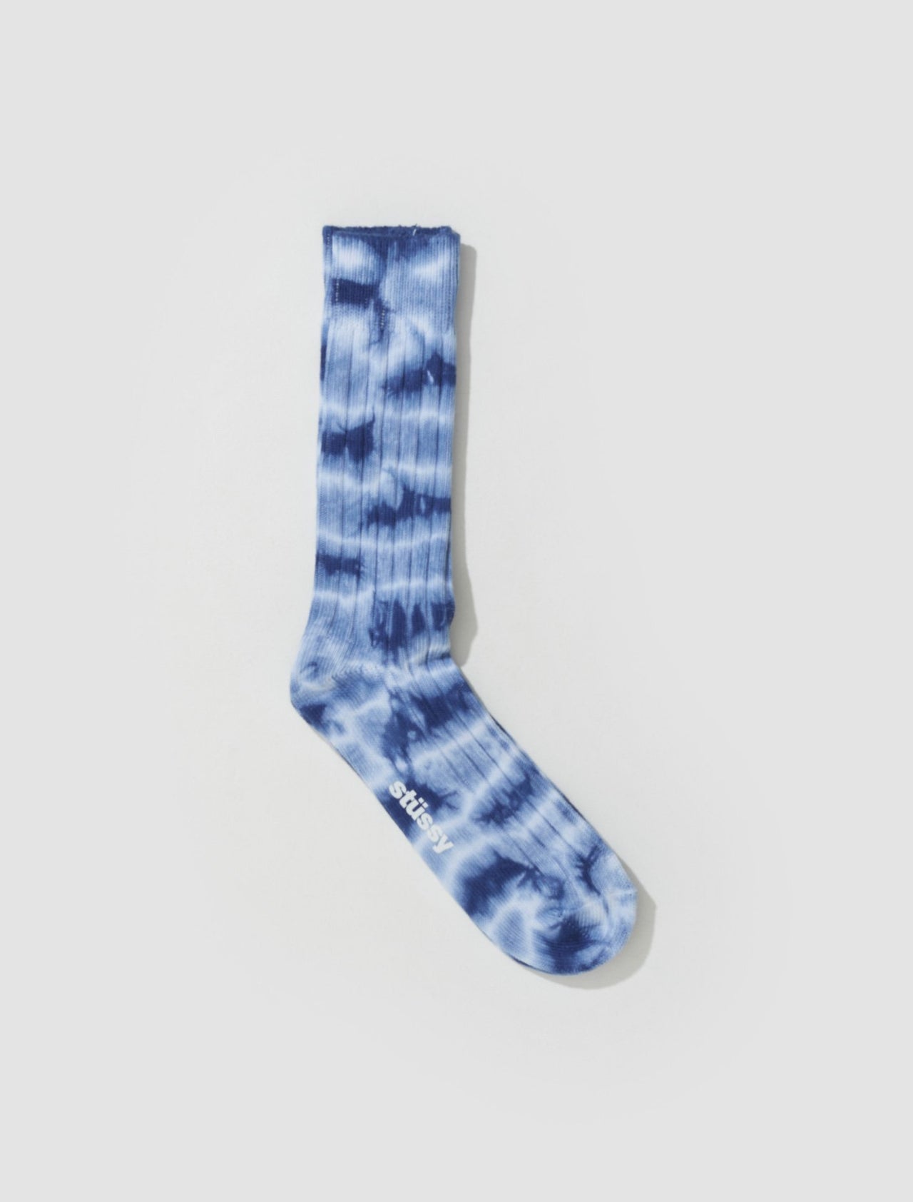 Dyed Ribbed Crew Socks in Indigo