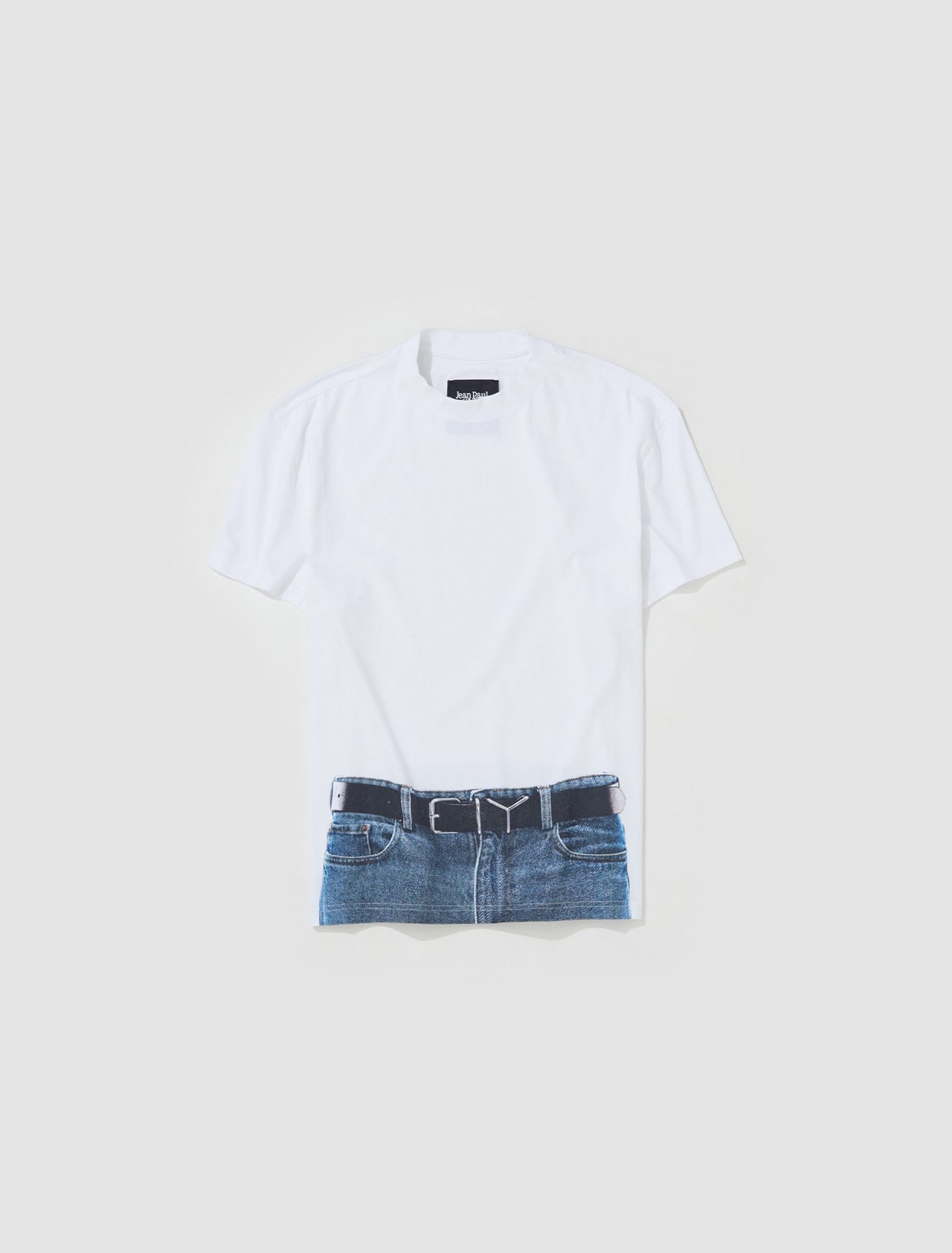 x JPG Trompe L'Oeil Y Belt T-Shirt in White