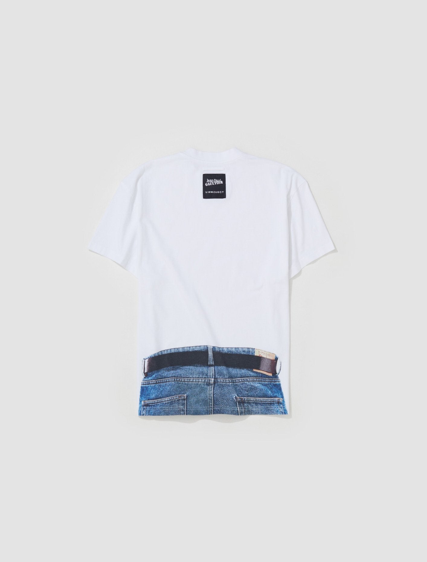 x JPG Trompe L'Oeil Y Belt T-Shirt in White