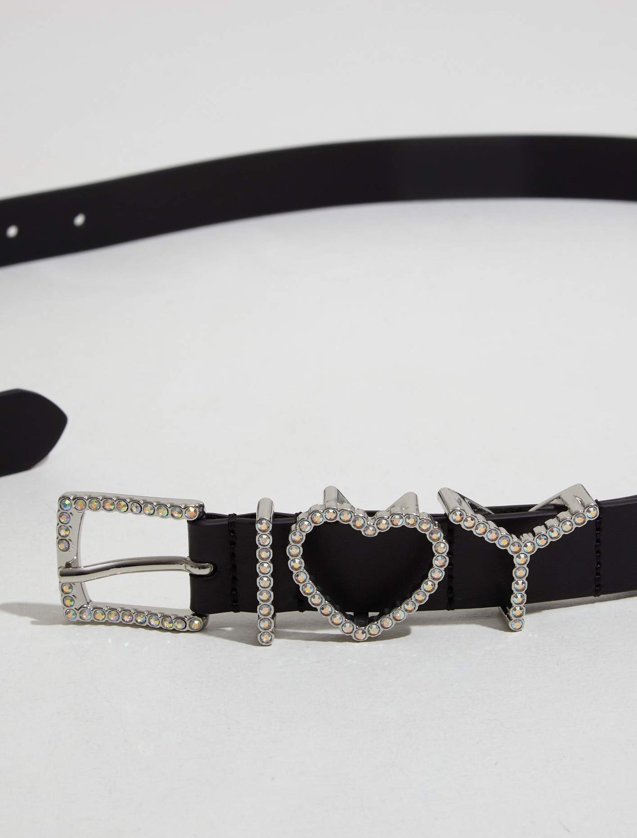 Y Heart Belt 25 Mm with Rhinestones