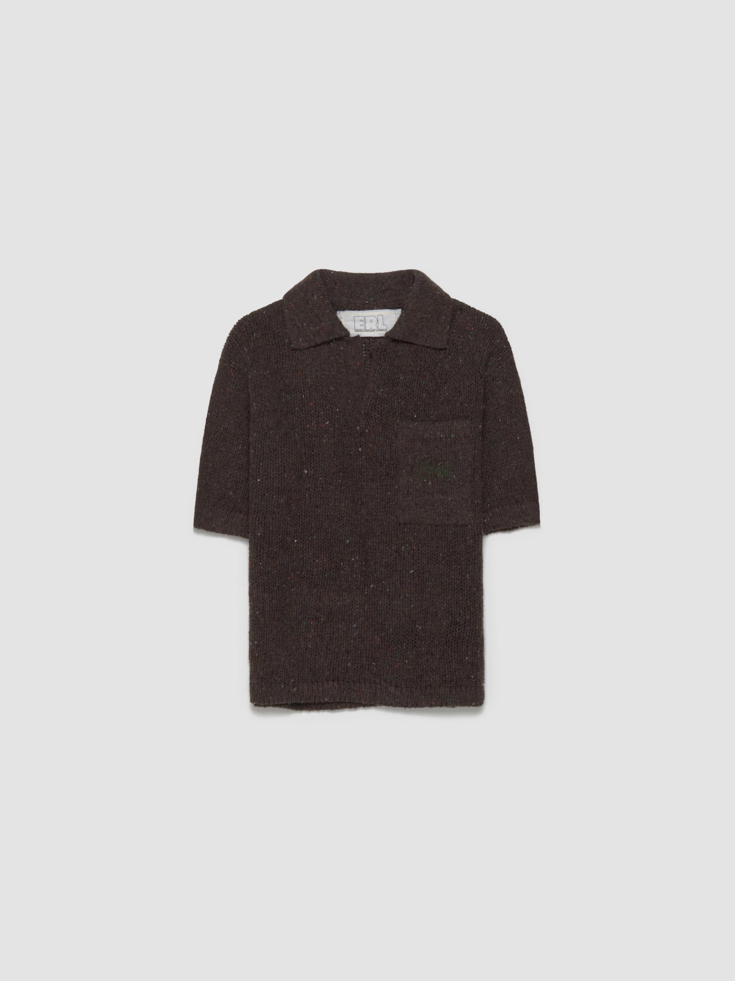 Wool Polo Knitted Sweater in Dark Brown