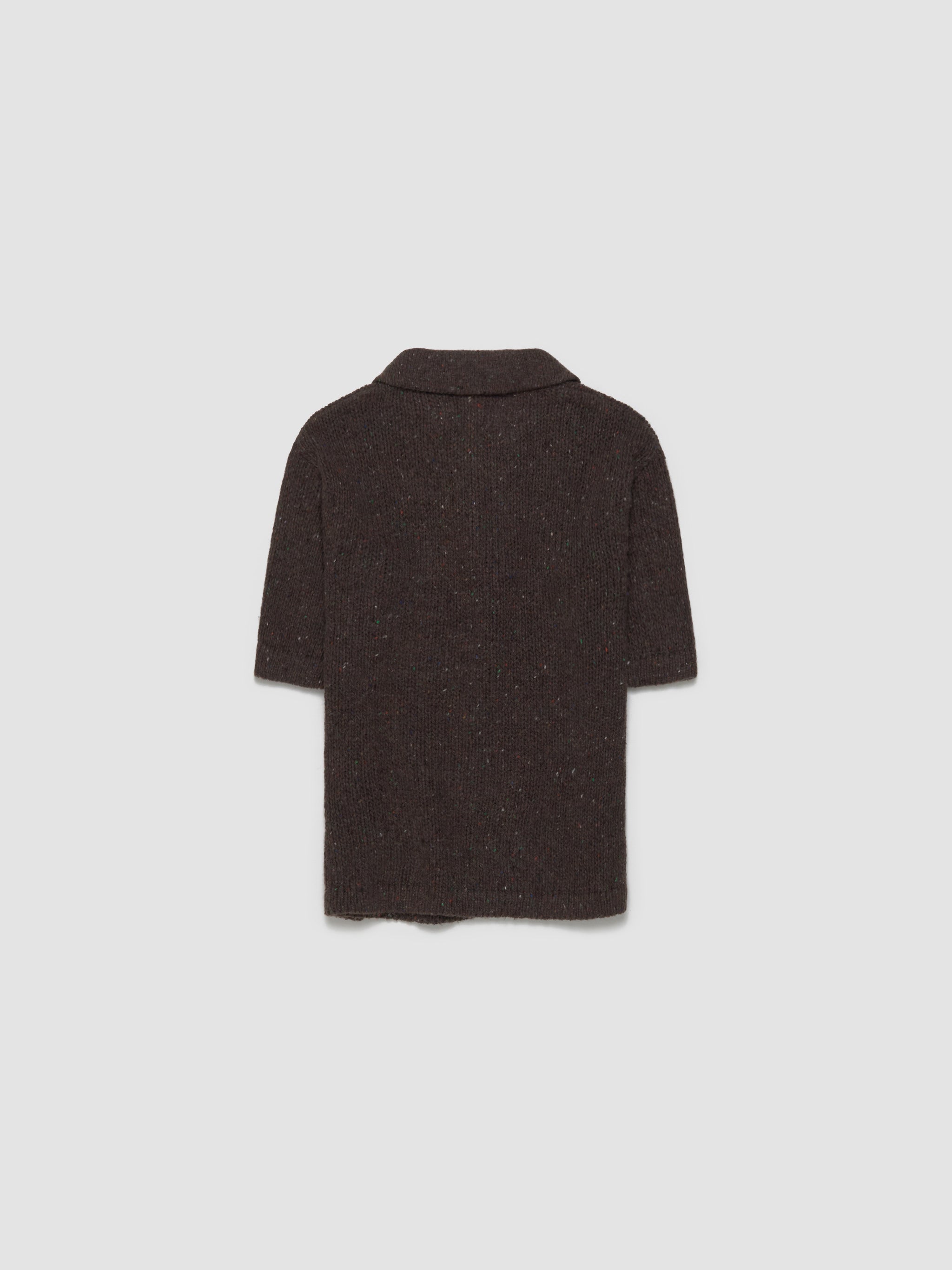 Wool Polo Knitted Sweater in Dark Brown