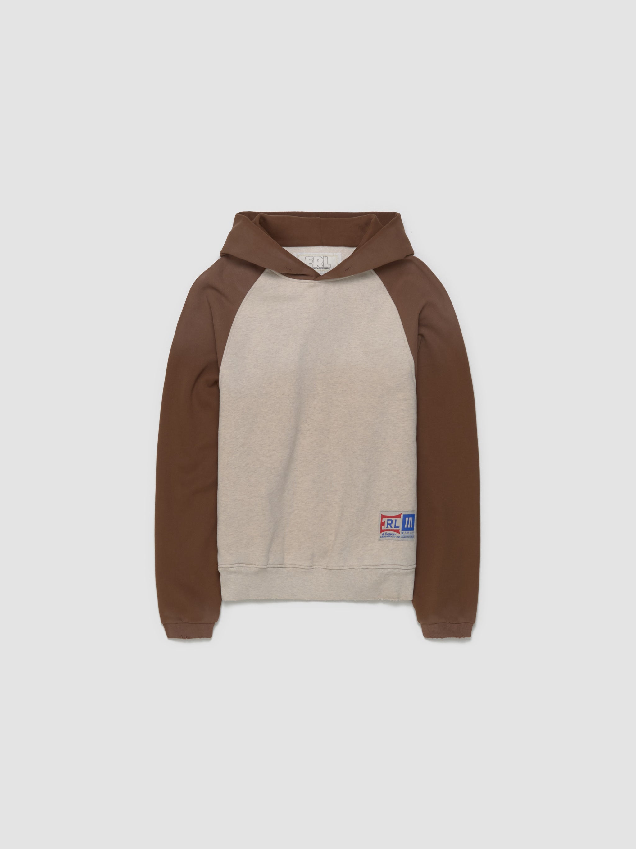 Raglan Hoodie in White Brown