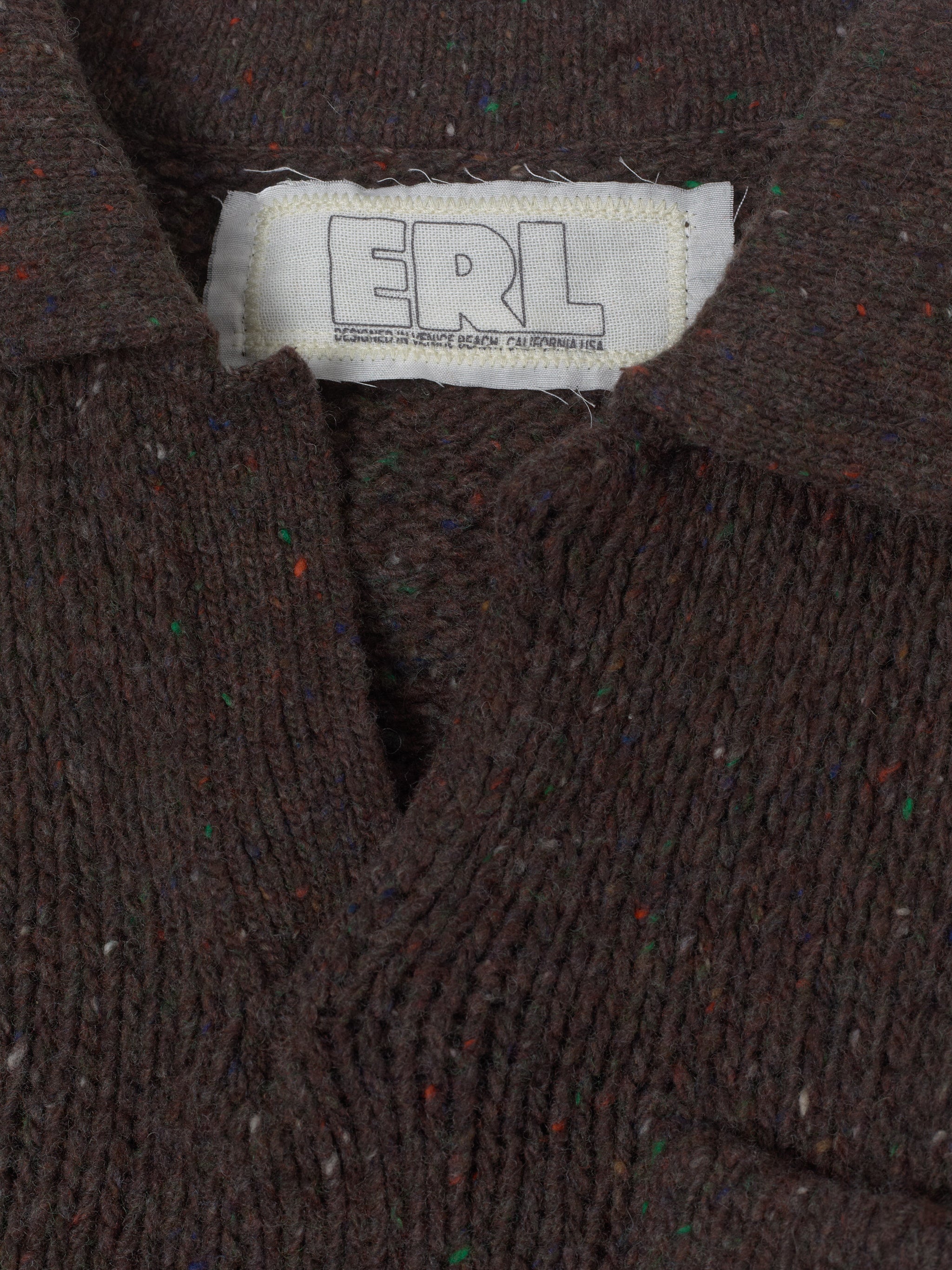 Wool Polo Knitted Sweater in Dark Brown