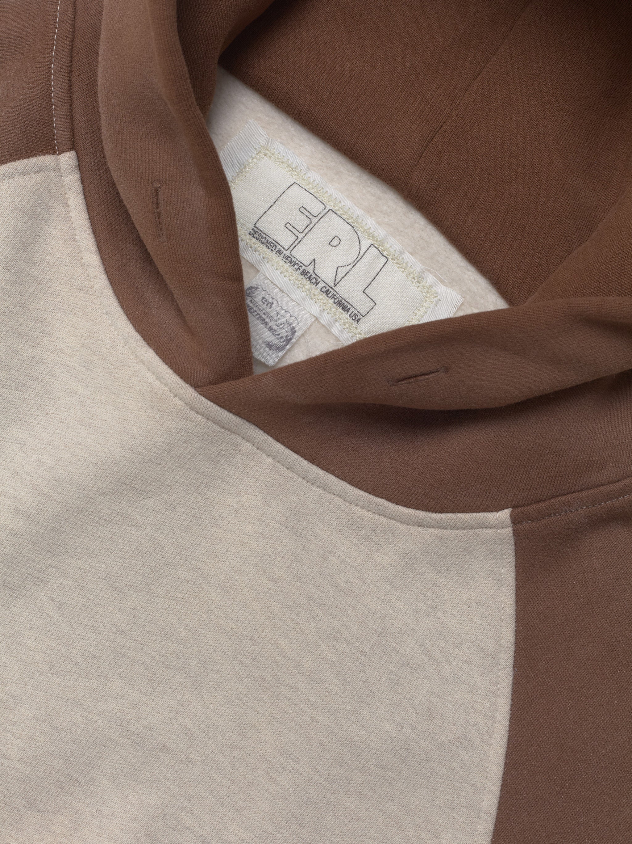 Raglan Hoodie in White Brown