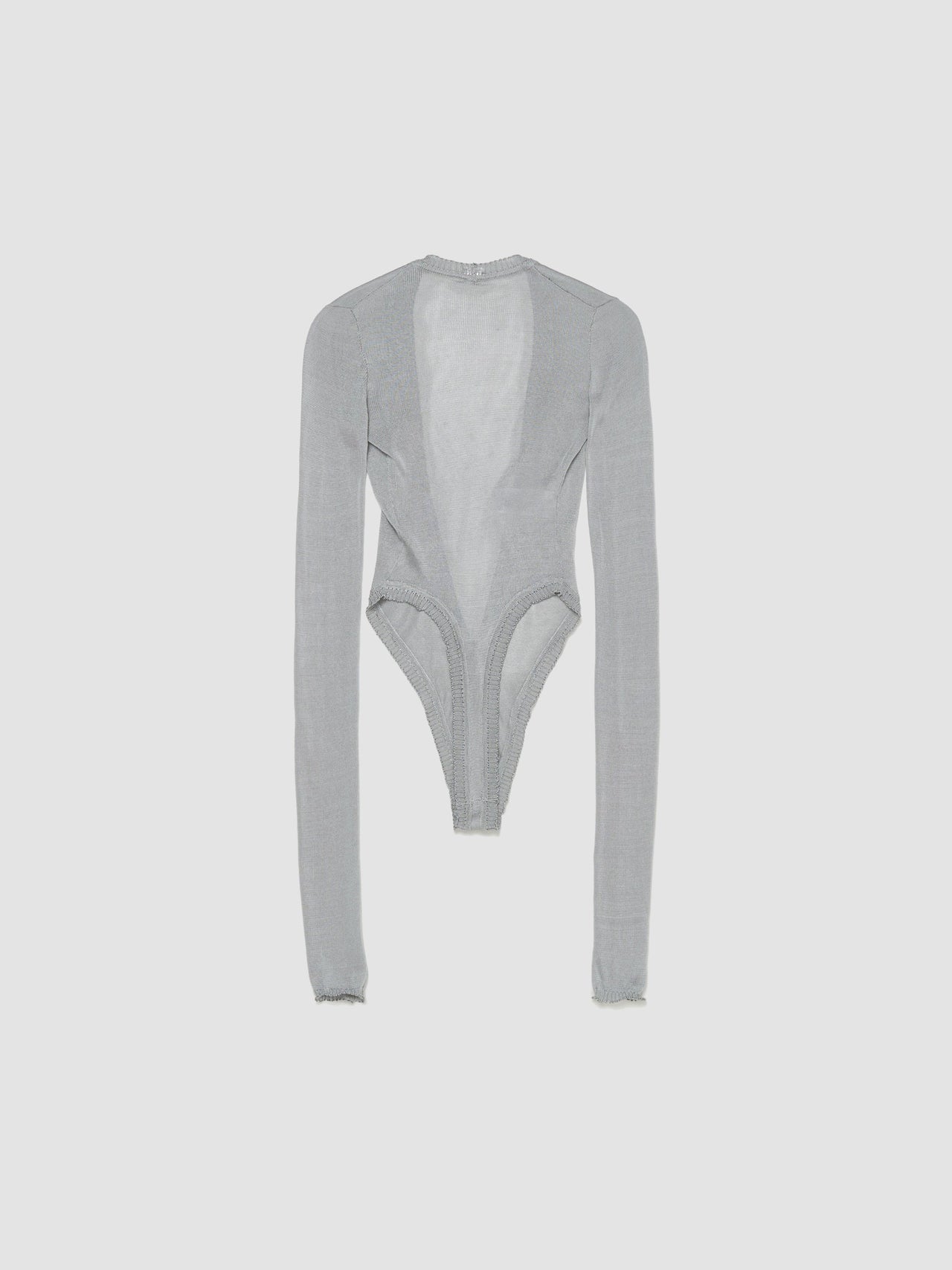 Deep V-Neck Sweater Bodysuit in Silver