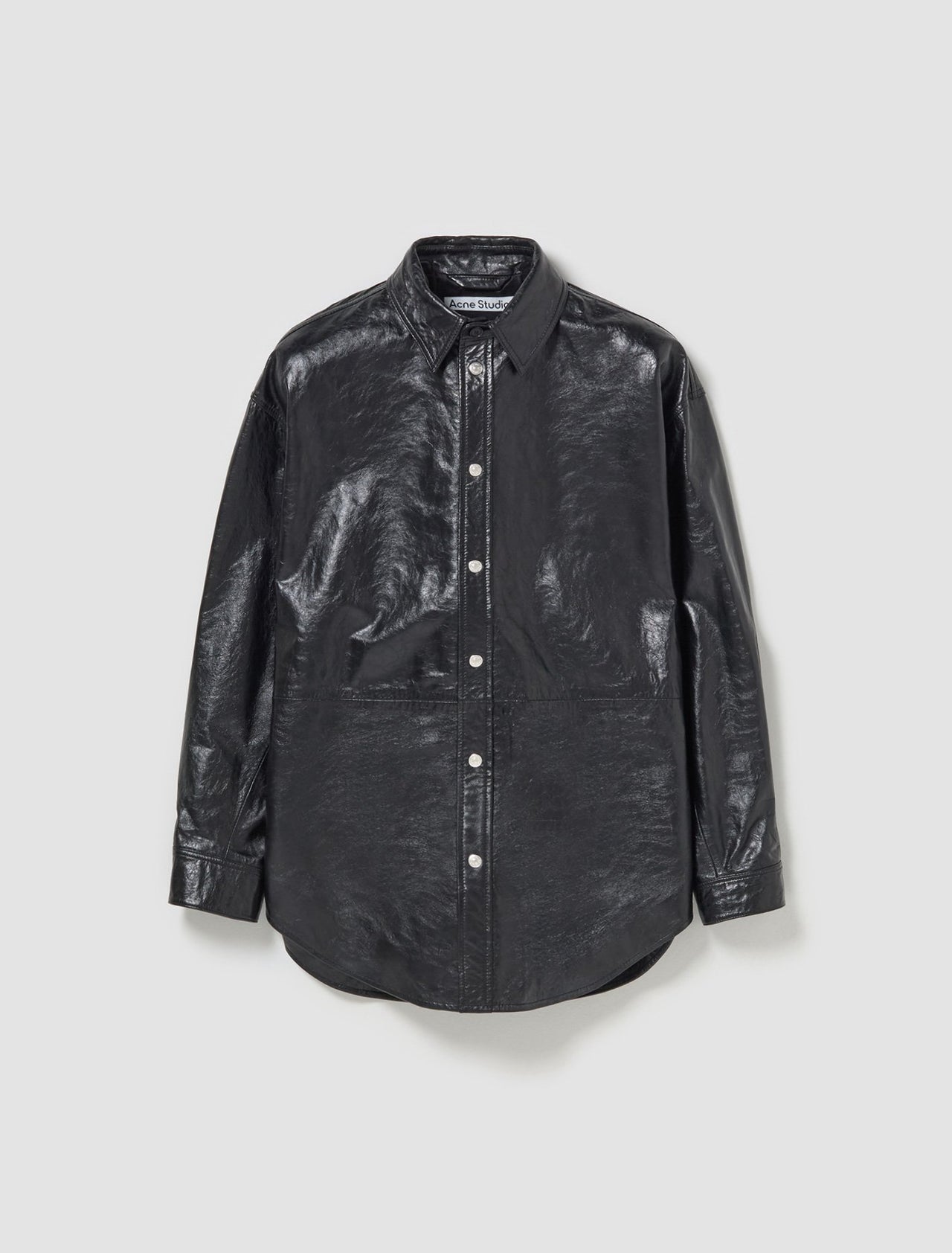 Leather Shirt Jacket in Black