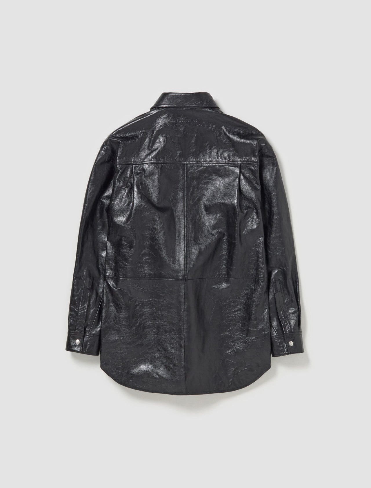 Leather Shirt Jacket in Black