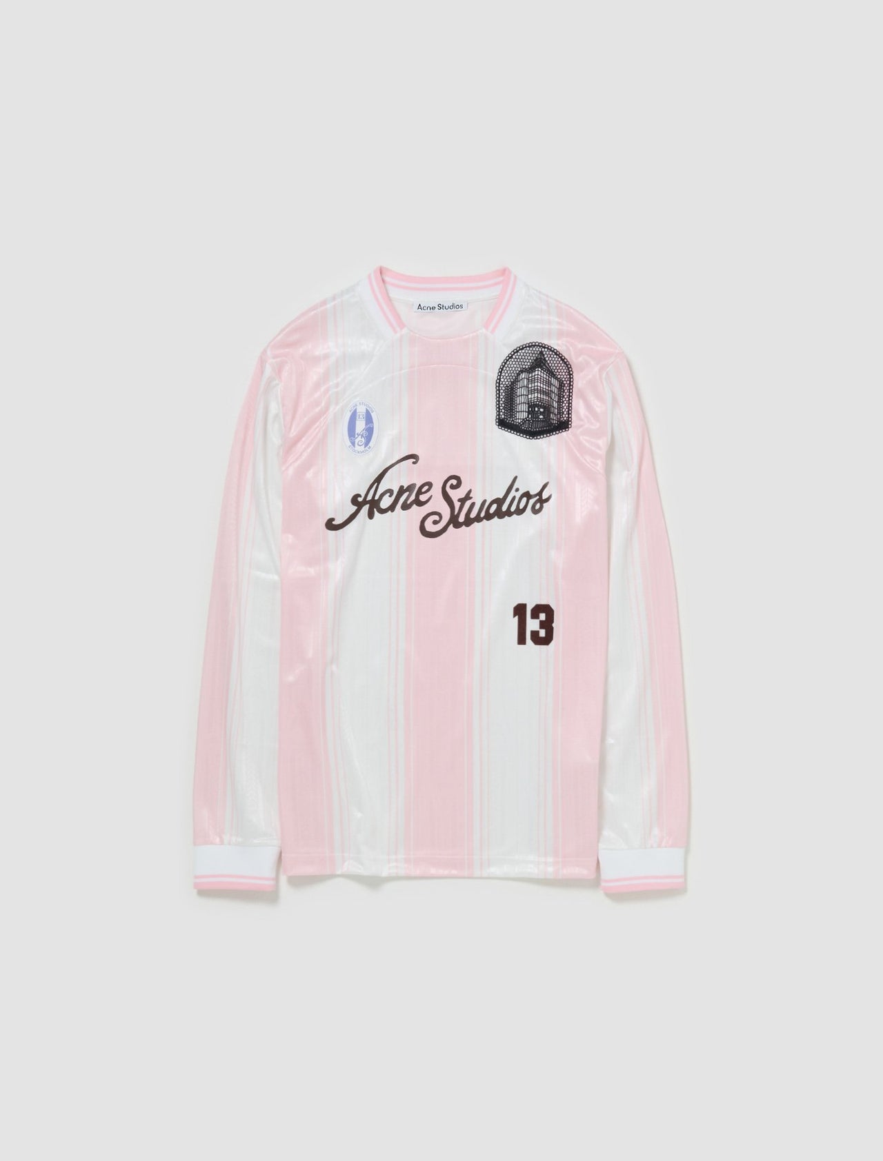 Logo Long Sleeve T-Shirt in Pink & White