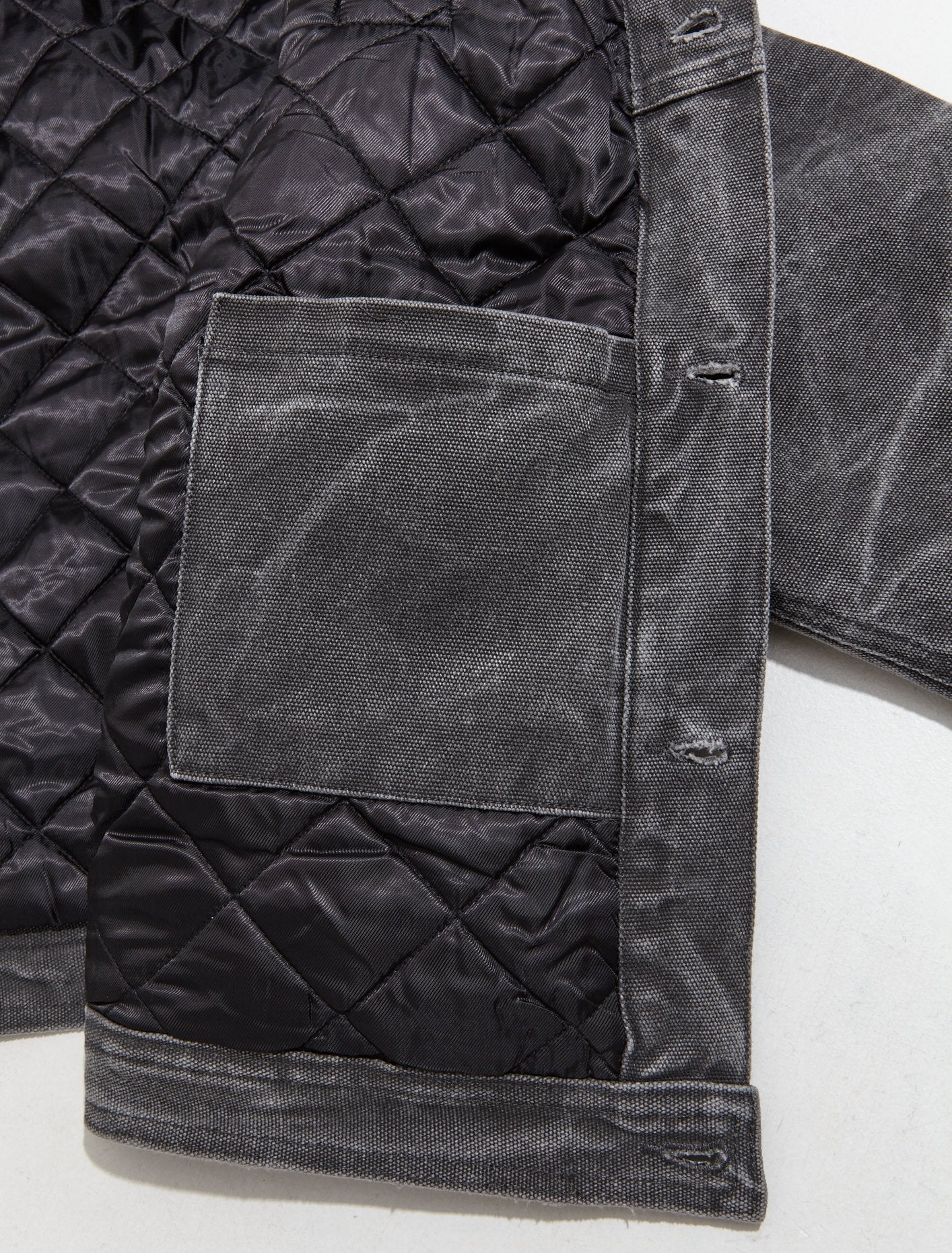 Padded Denim Jacket in Carbon Grey