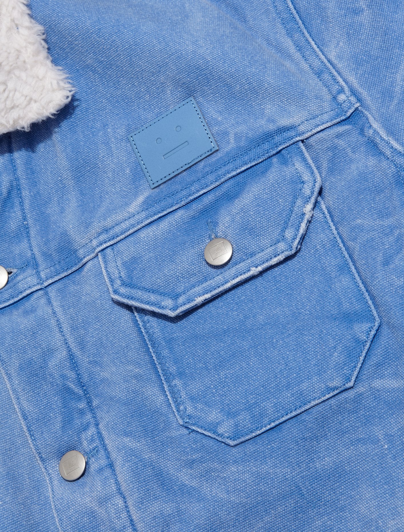 Padded Denim Jacket in Powder Blue