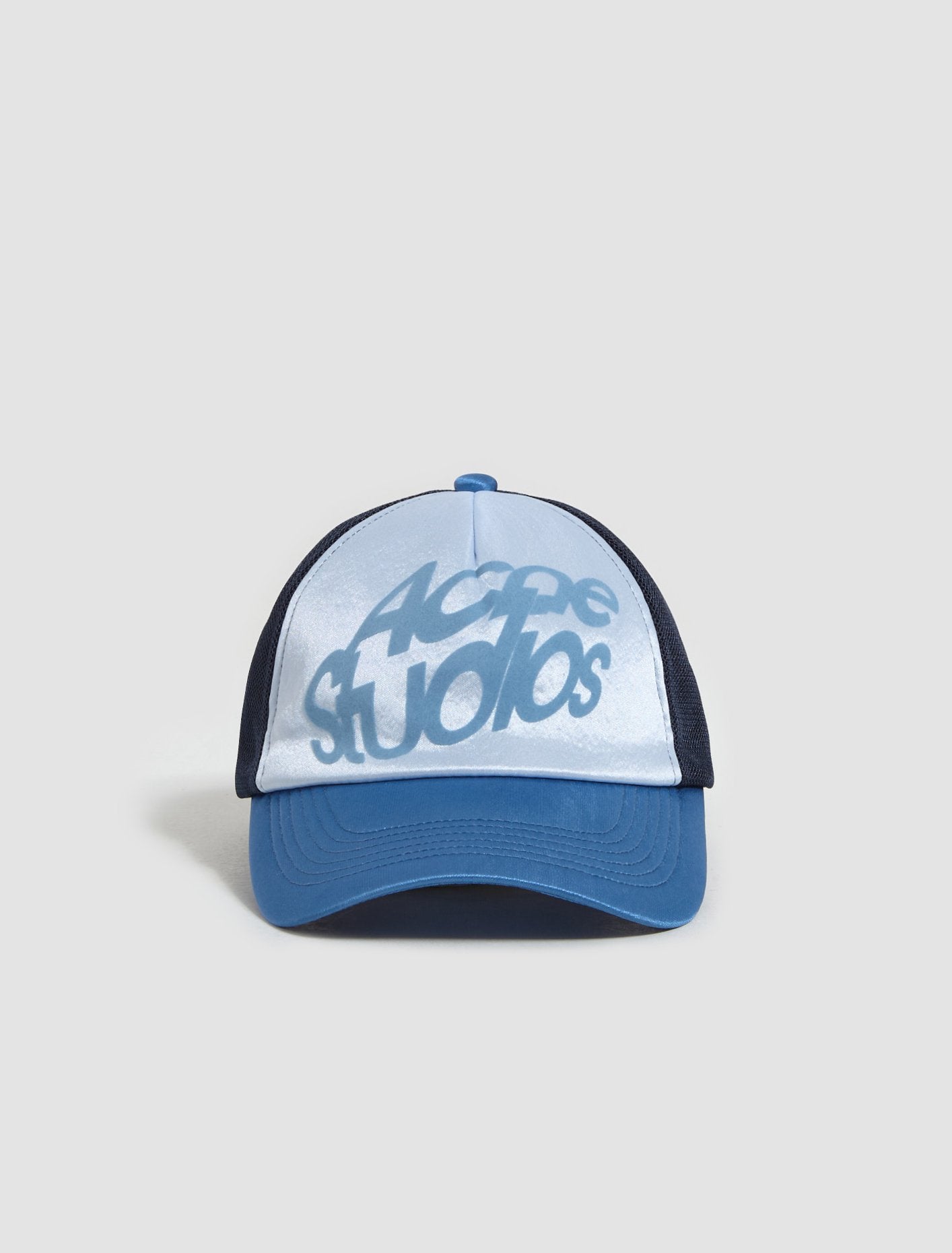 Logo Print Trucker Hat in Multi Blue
