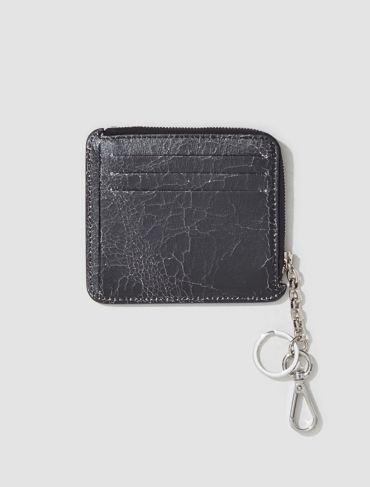 Zip Leather Wallet in Black