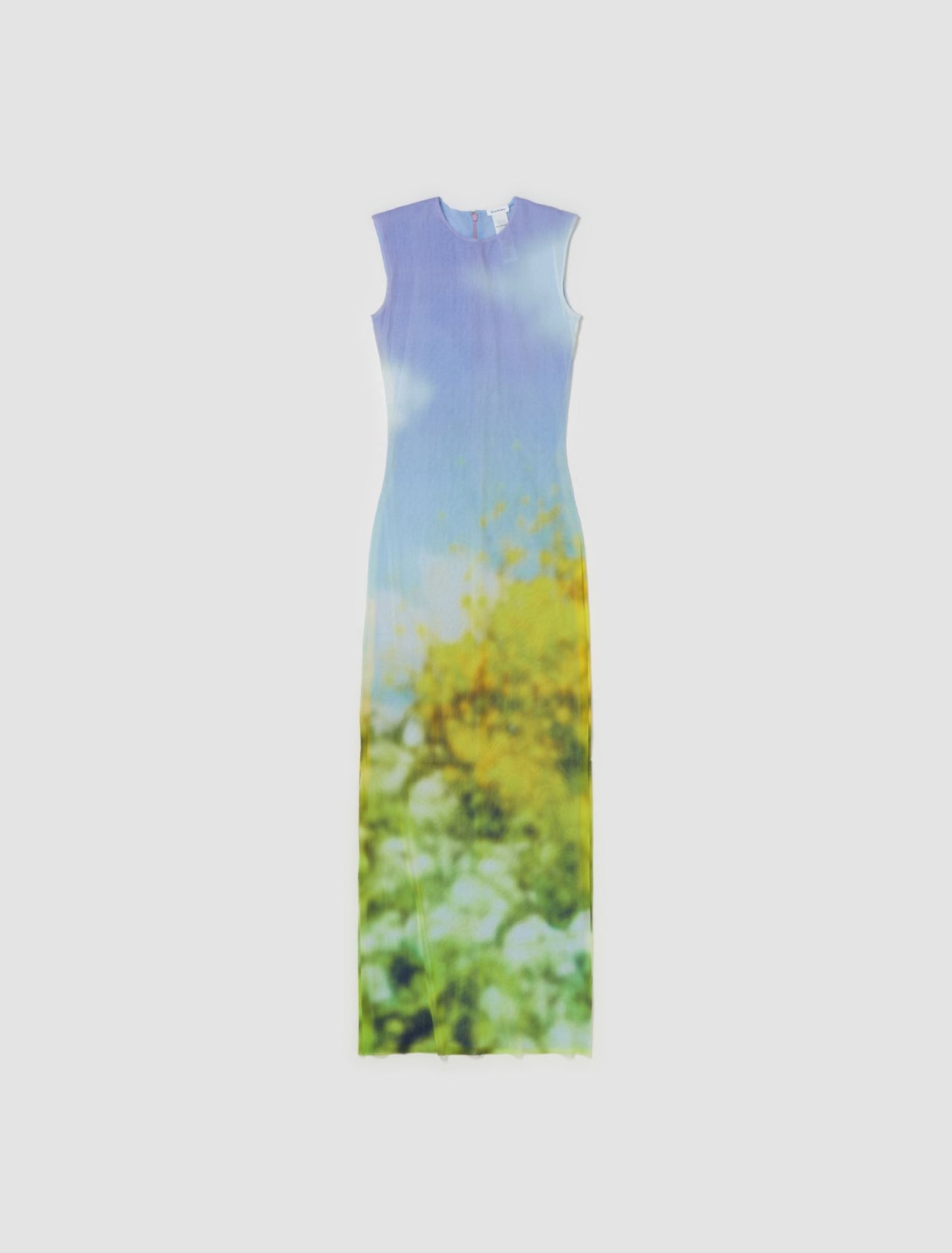 Sleeveless Dress with Blurred Print in Purple & Yellow