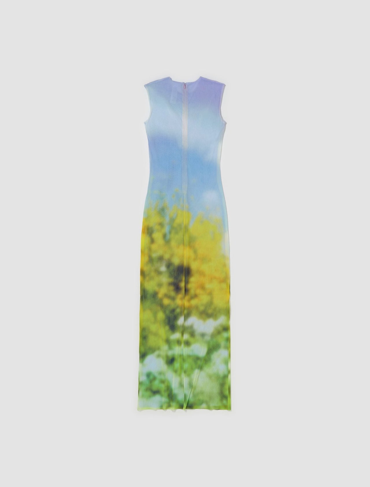 Sleeveless Dress with Blurred Print in Purple & Yellow