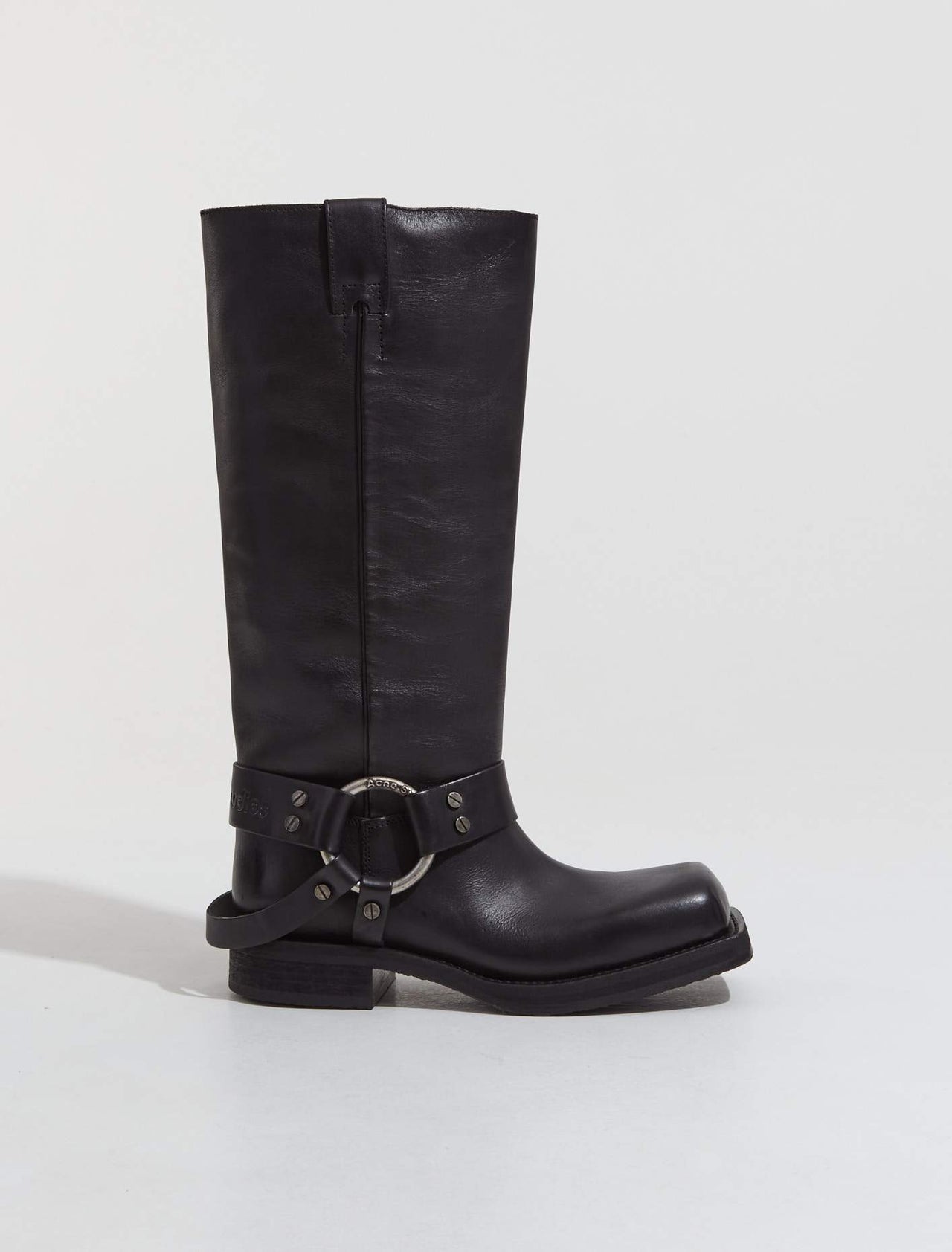 Leather Buckle Boots in Black