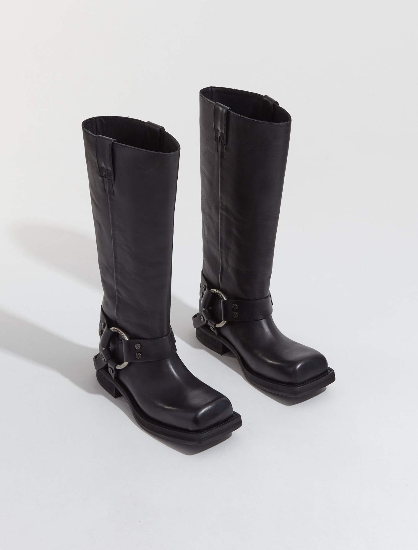 Leather Buckle Boots in Black