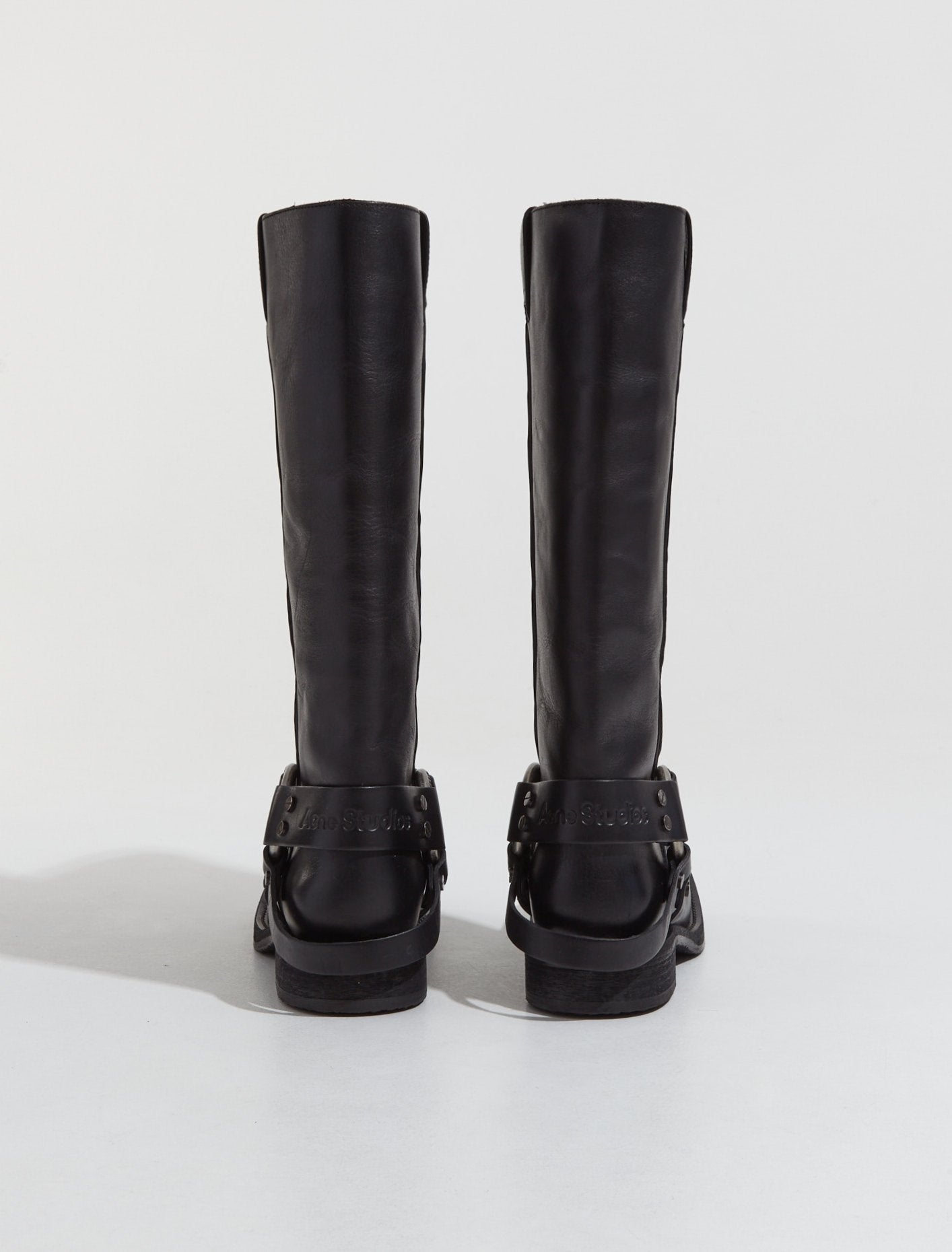 Leather Buckle Boots in Black