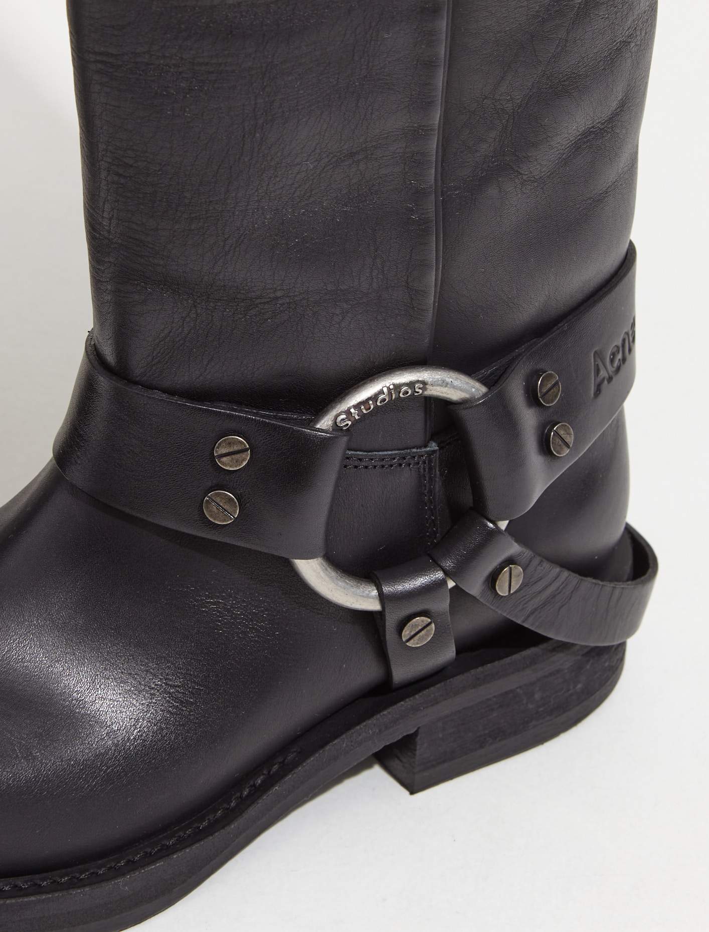 Leather Buckle Boots in Black