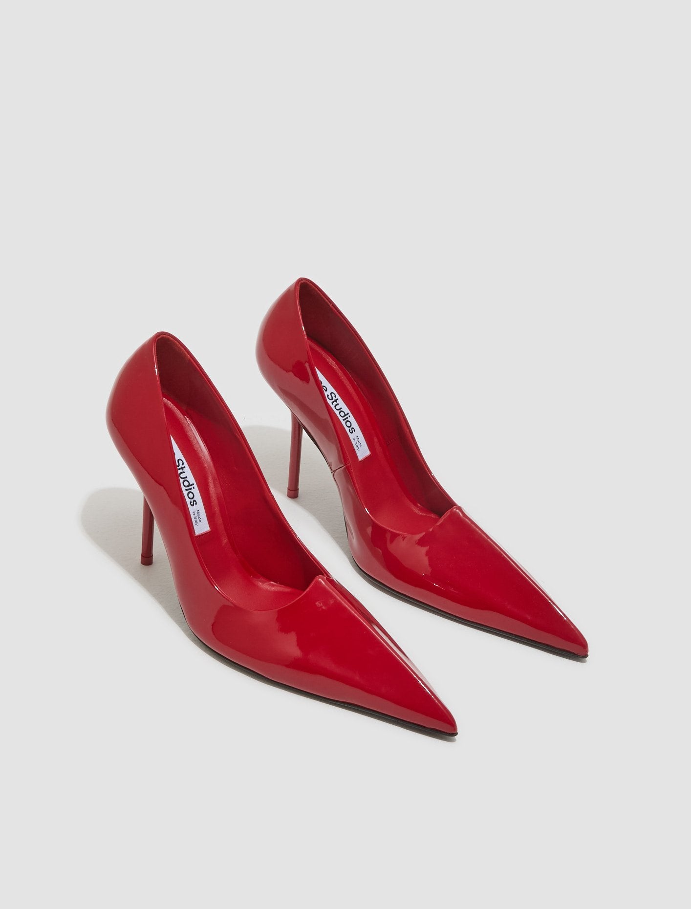 Leather Heeled Pumps in Red