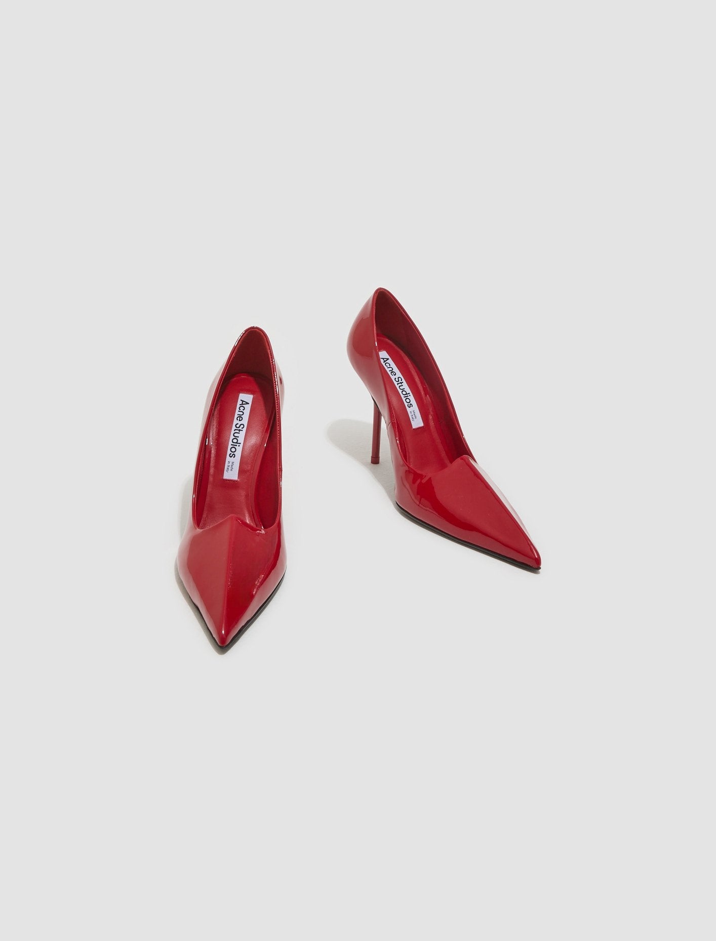 Leather Heeled Pumps in Red