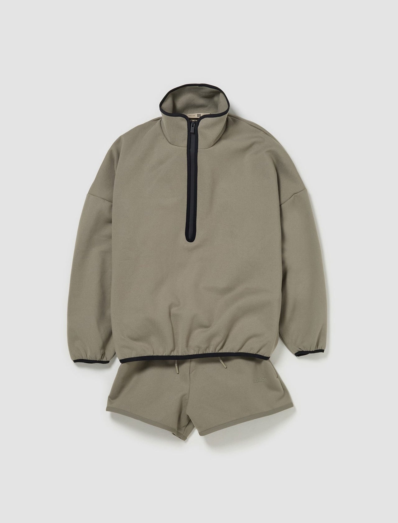 x Fear Of God Athletics Suede Fleece Half Zip Sweatshirt in Clay