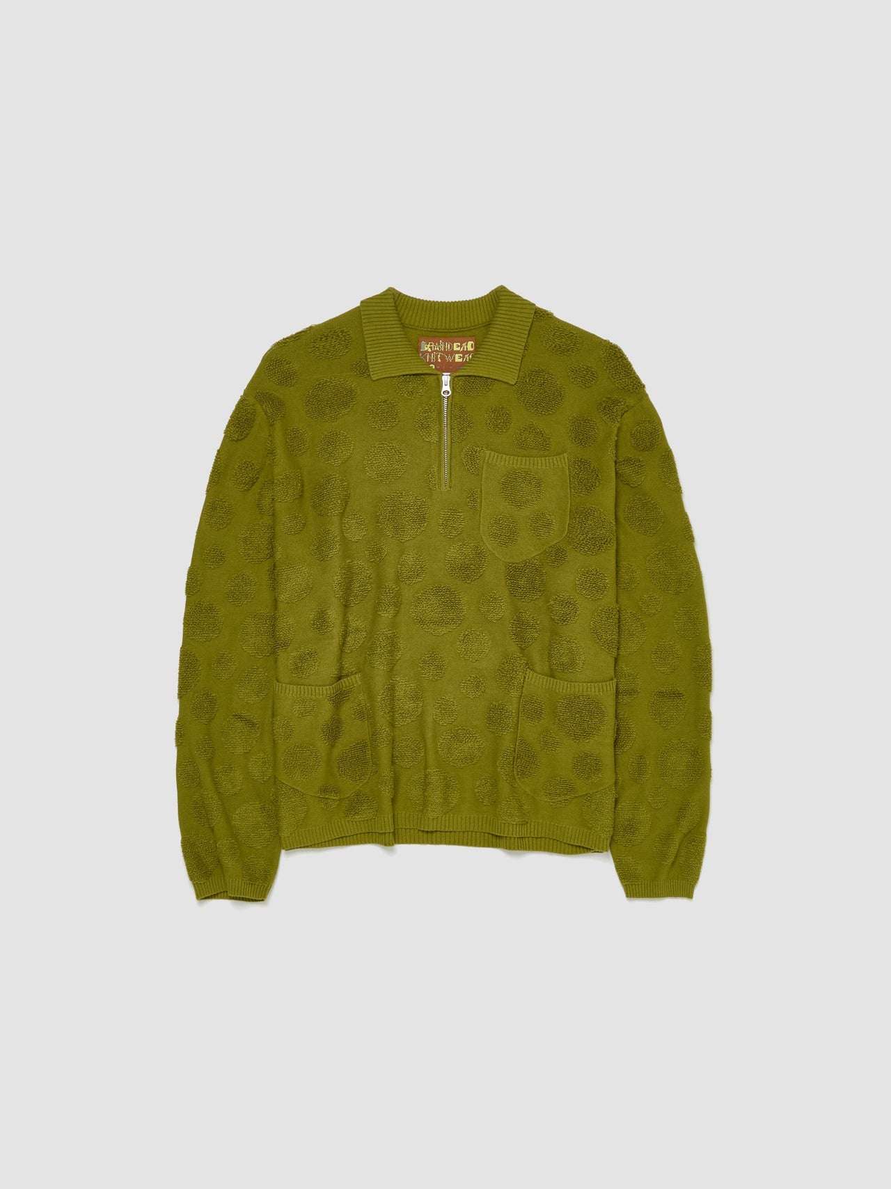 Dot Half Zip Sweater in Moss