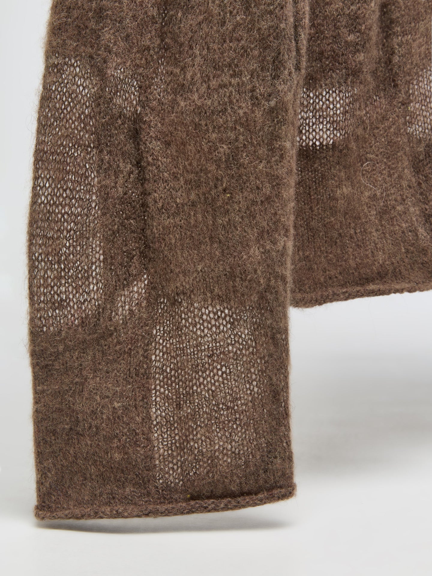 Fuzzy Threadbare Warped Check Sweater in Brown