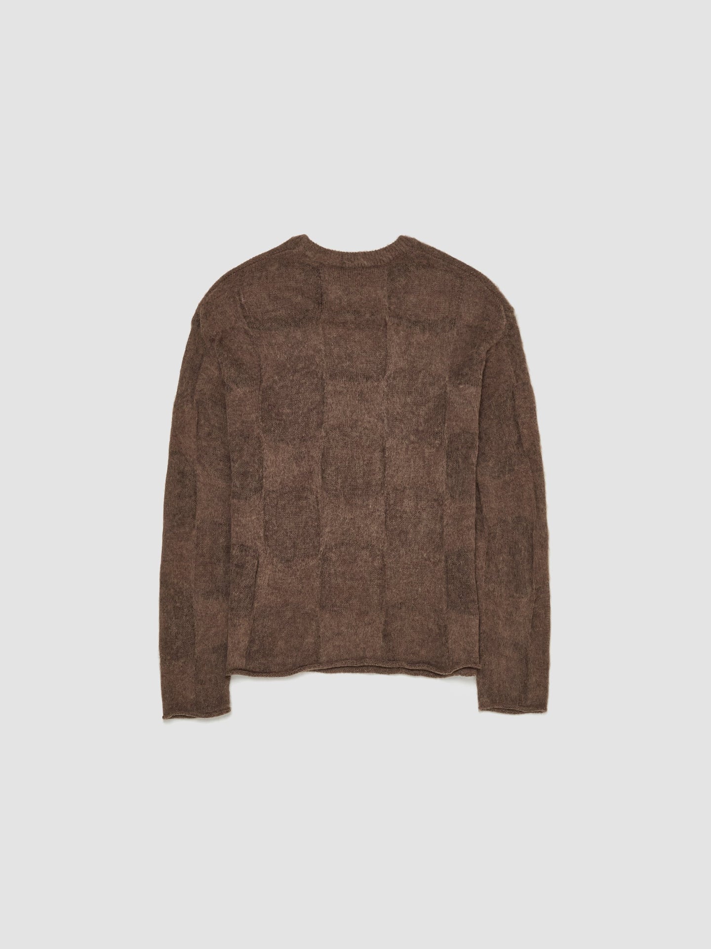 Fuzzy Threadbare Warped Check Sweater in Brown