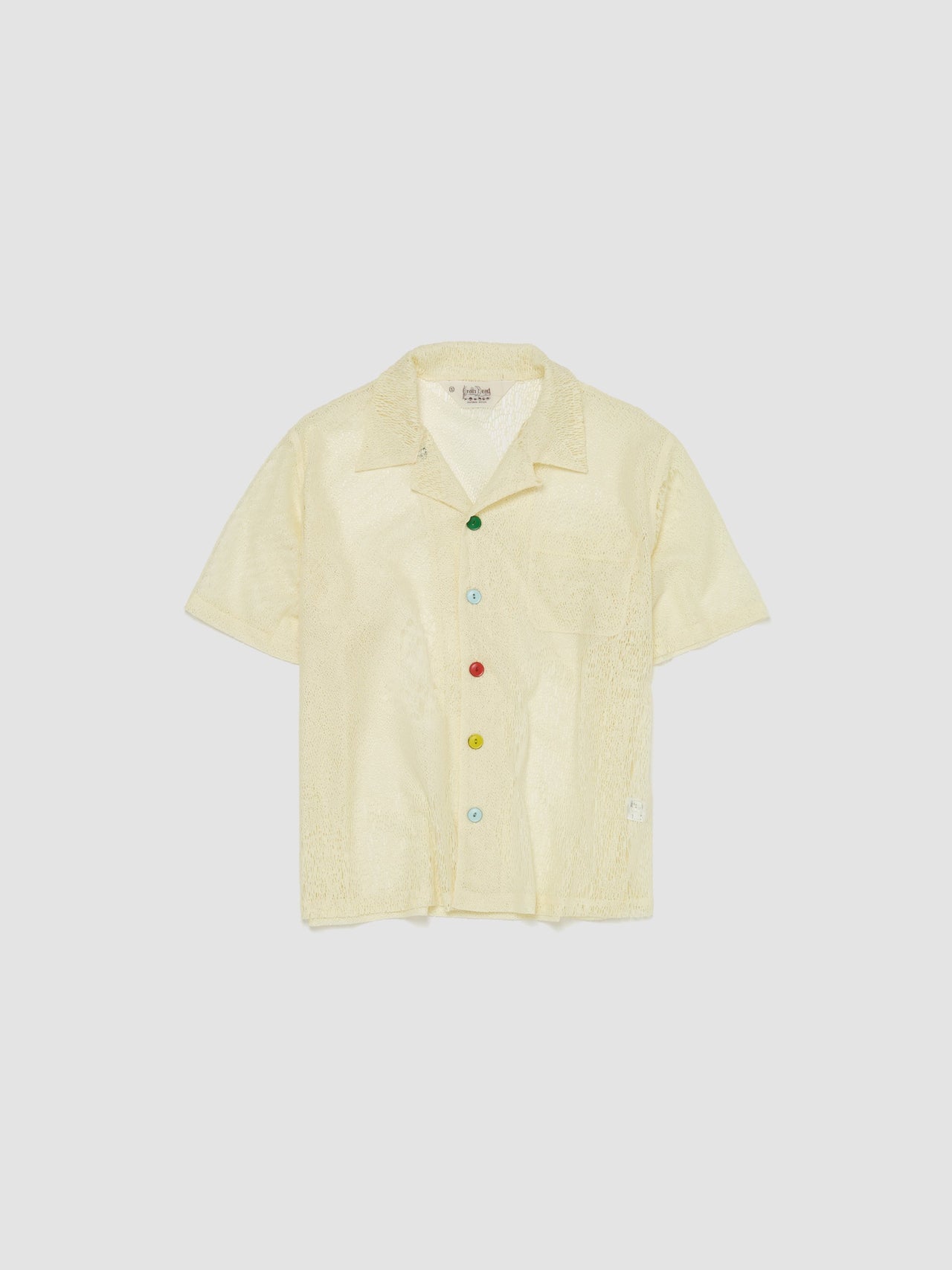 Engineered Mesh Short Sleeve Button Up in Natural