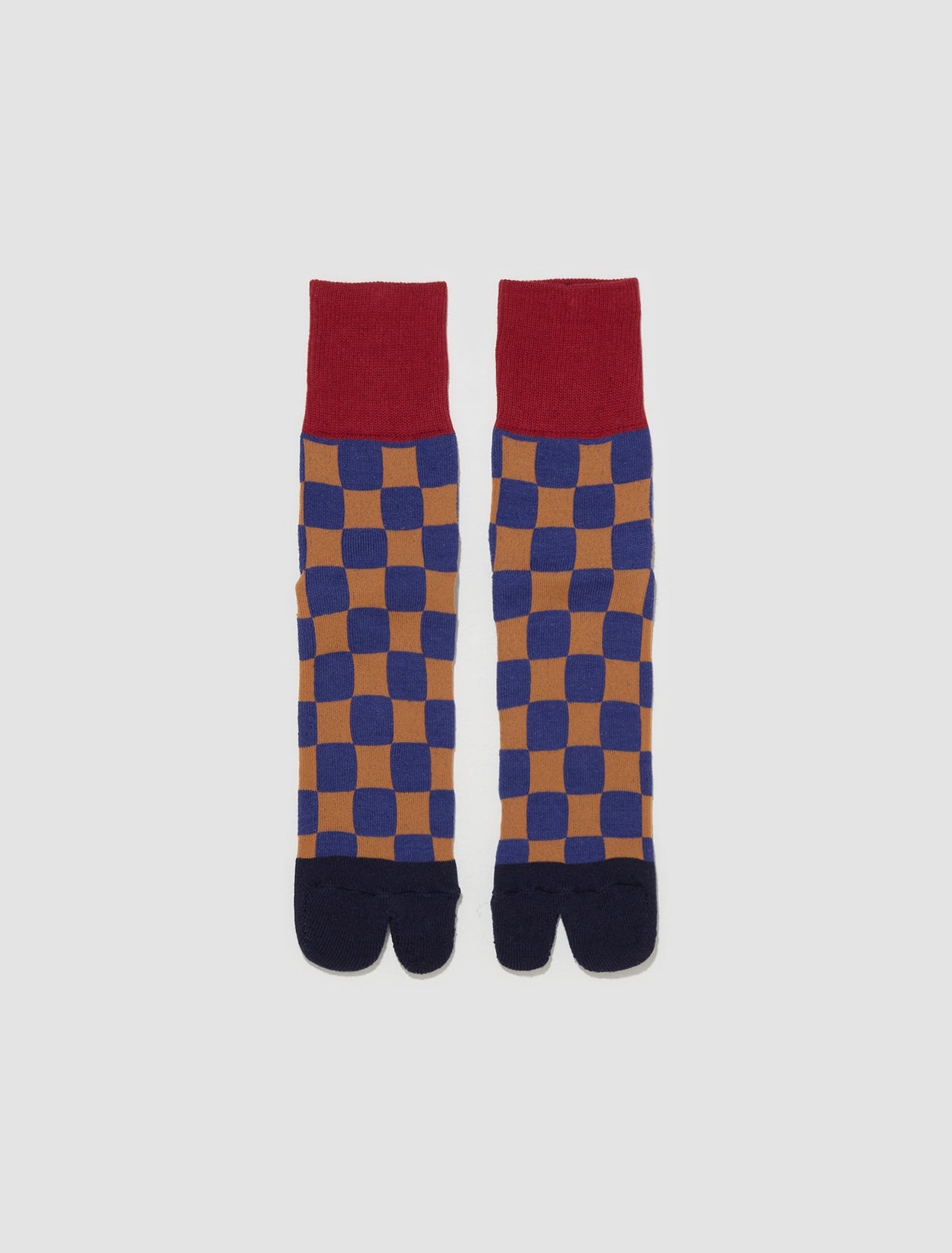 Tabi Checker Quarter Crew Socks in Navy