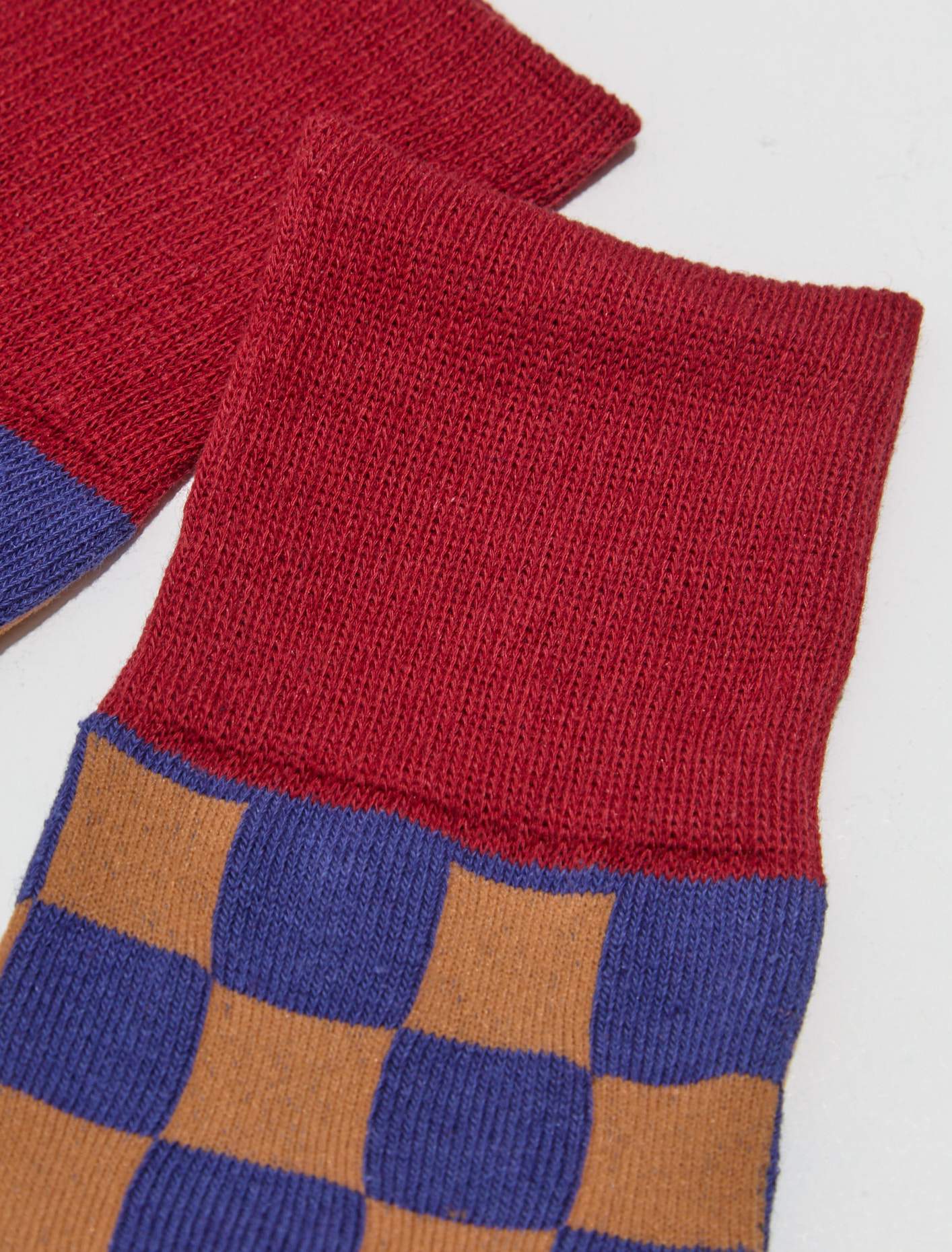 Tabi Checker Quarter Crew Socks in Navy