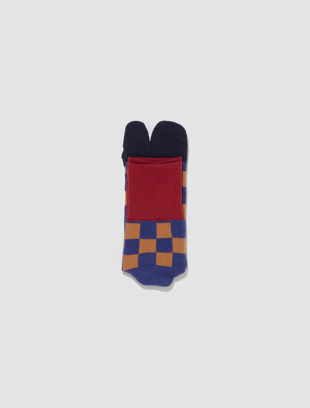 Tabi Checker Quarter Crew Socks in Navy