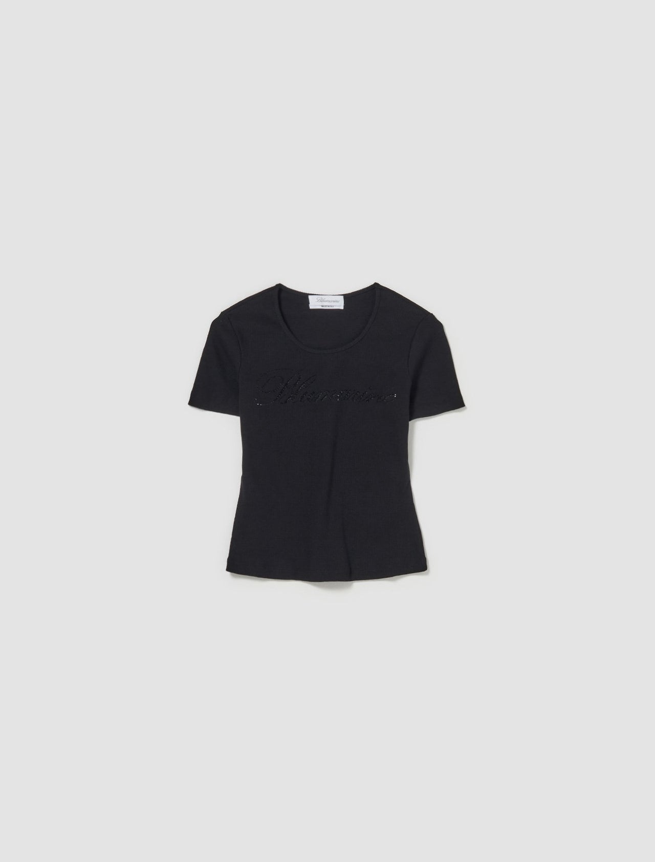 Rib Knit Crystal T-Shirt in Black