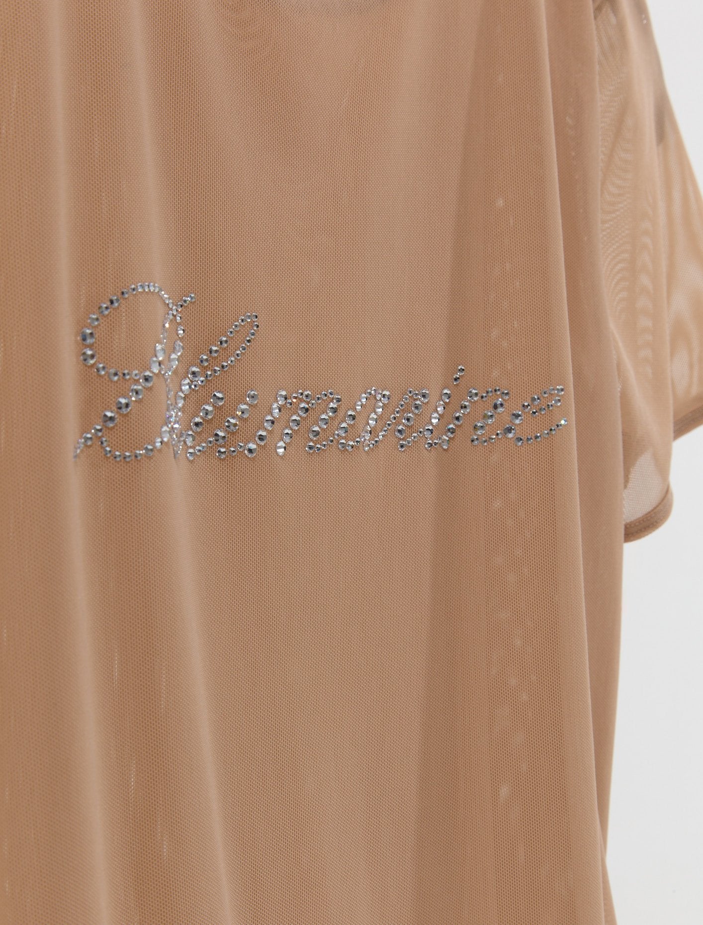 Tulle T-Shirt with Blumarine Rhinestone Embroidery in Rose