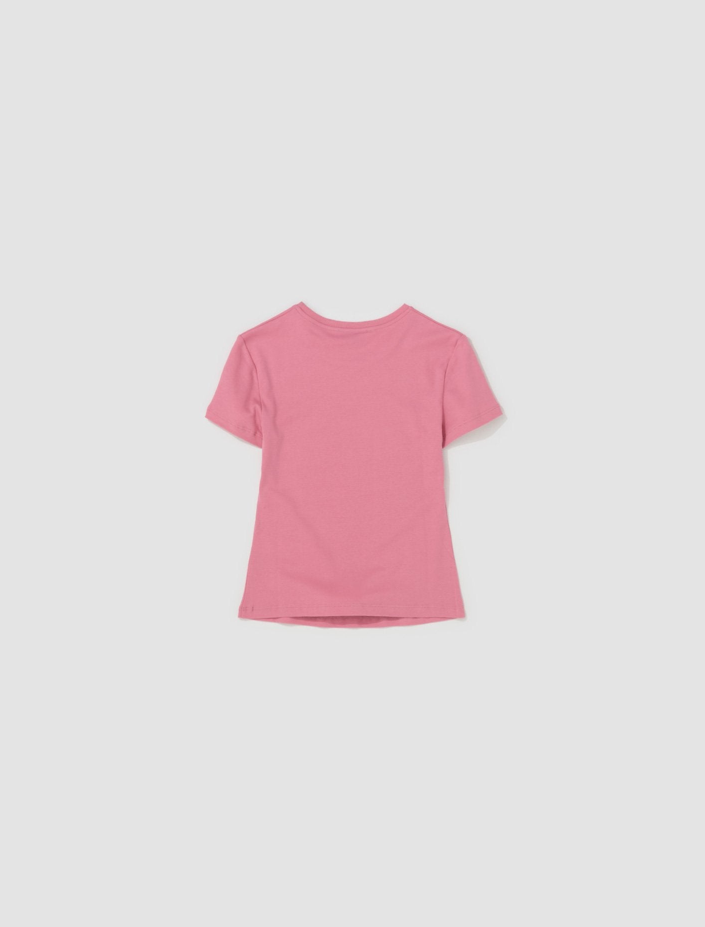 T-Shirt with Embroidery Rhinestone Logo in Pink