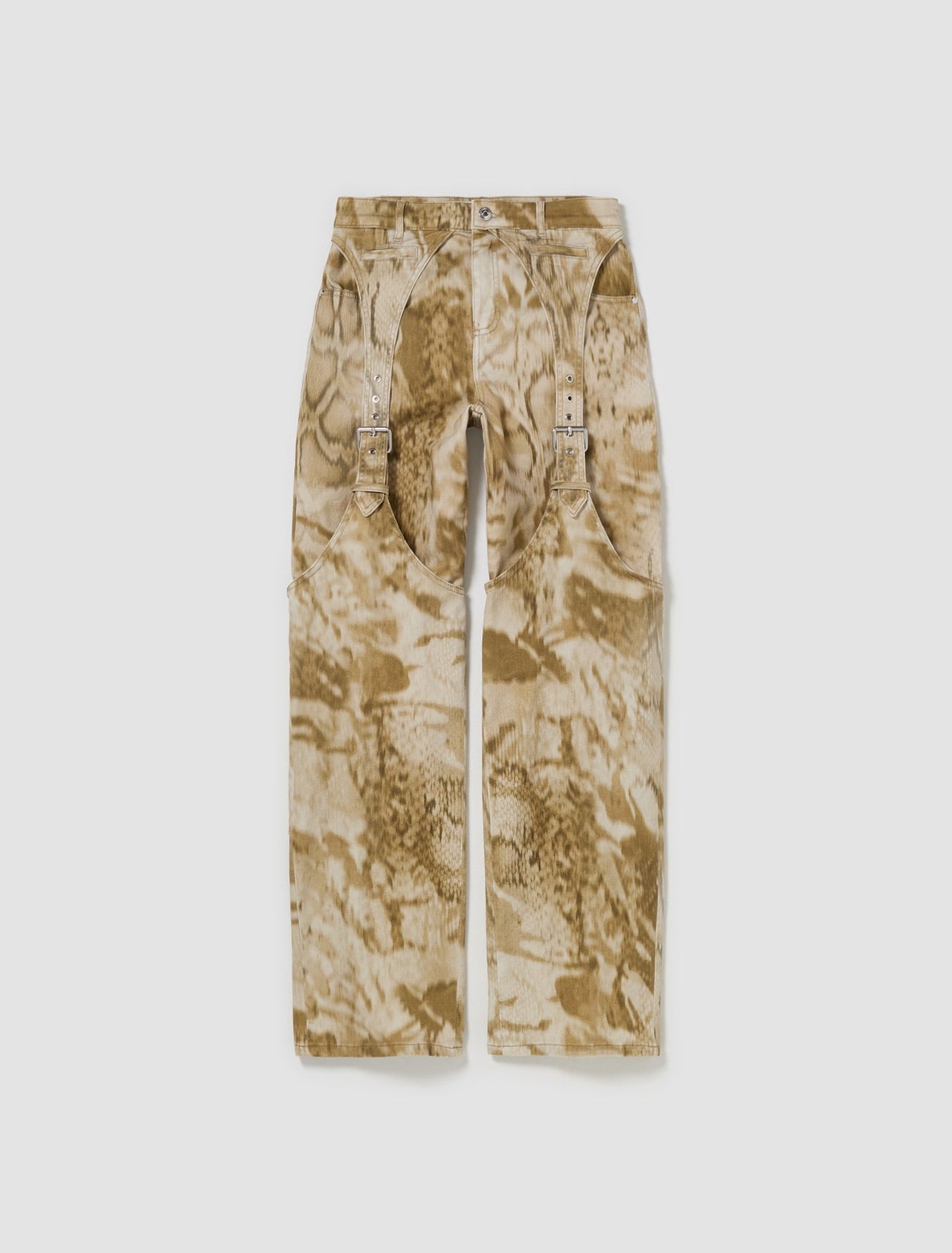 Printed Pants with Guepiere Pattern in Sand