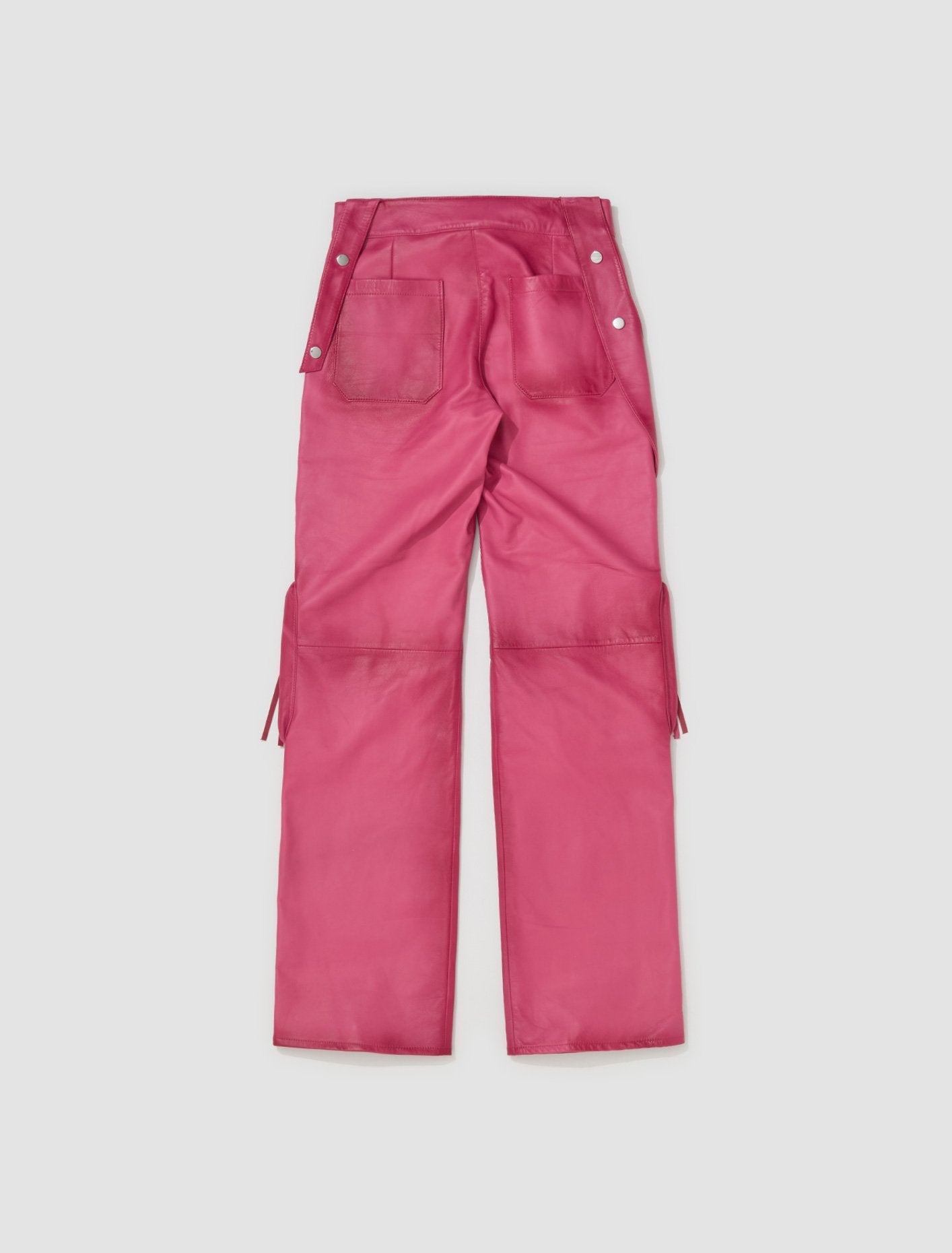 Leather Cargo Pants in Fuxia