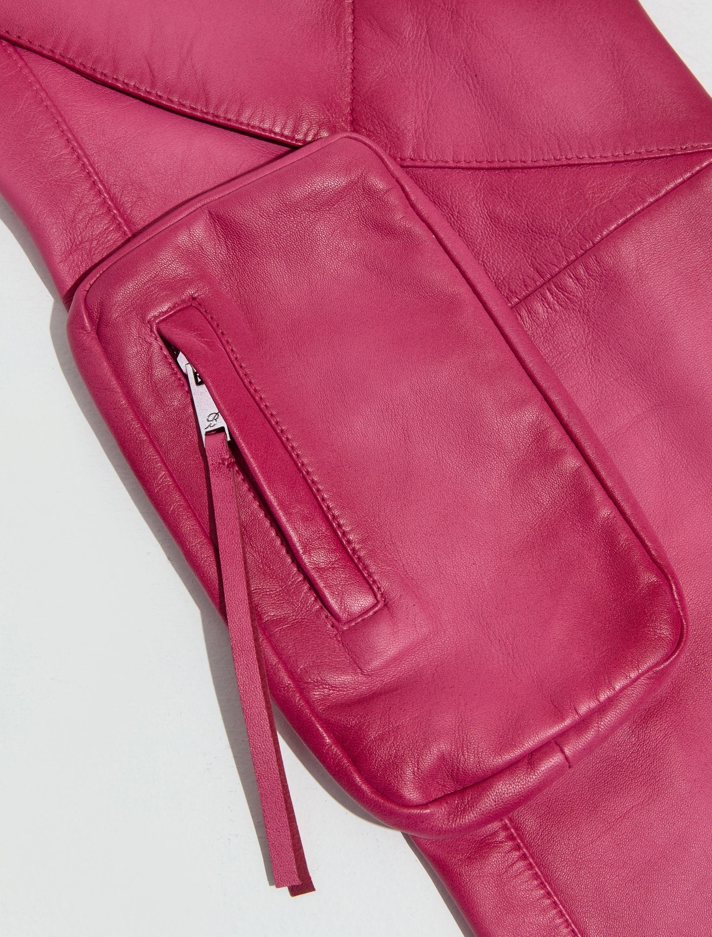 Leather Cargo Pants in Fuxia