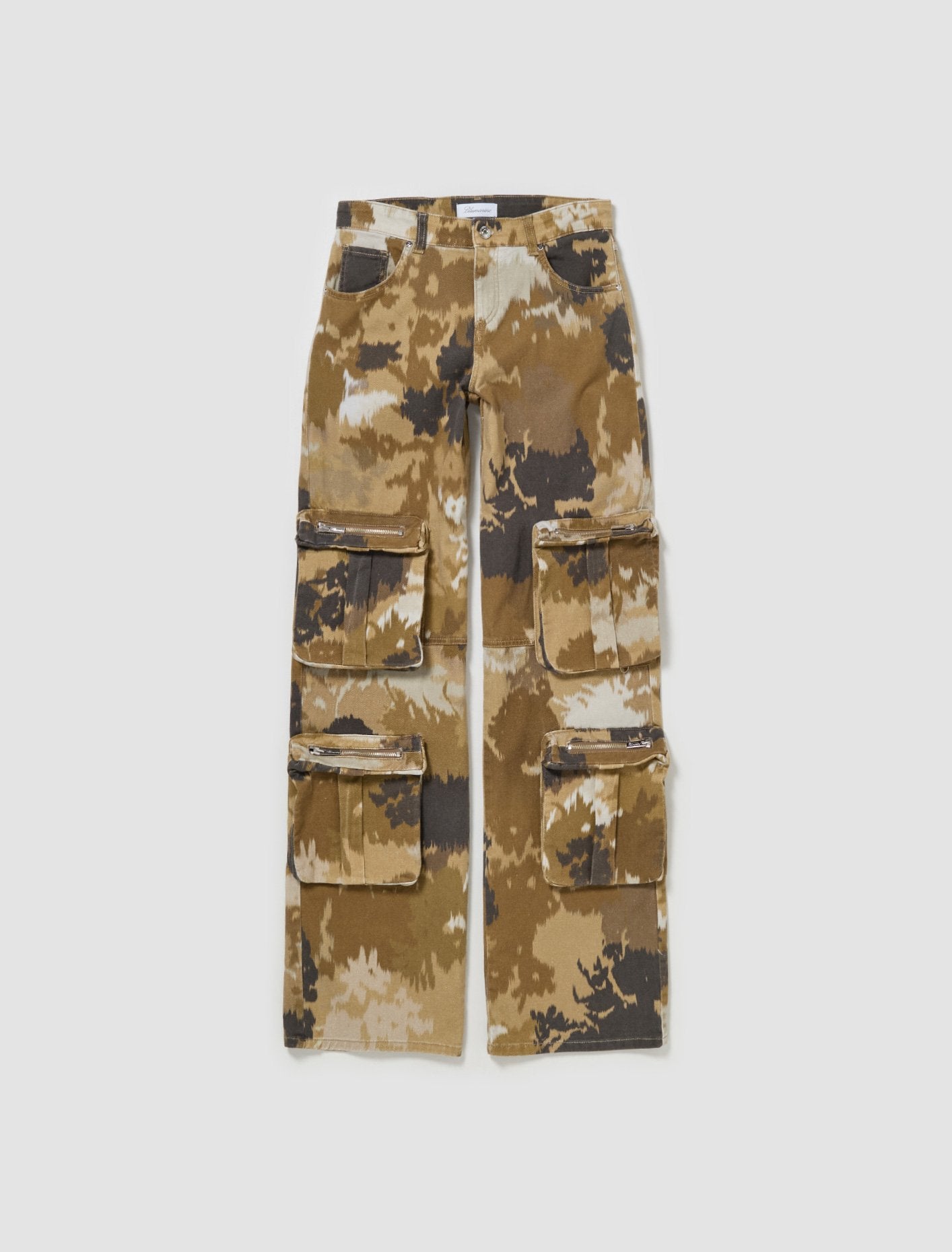 Chiné Camouflage Print Cargo Pants in Camoscio