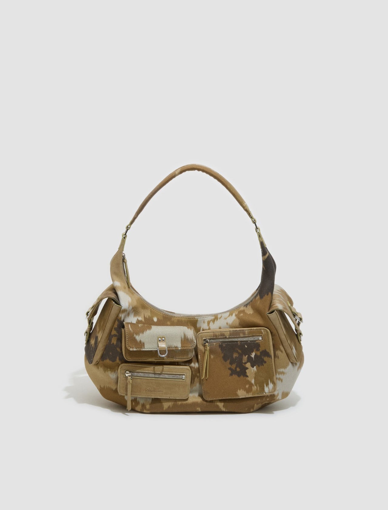 Large-Sized Camouflage Chine Print Cargo Bag in Camoscio