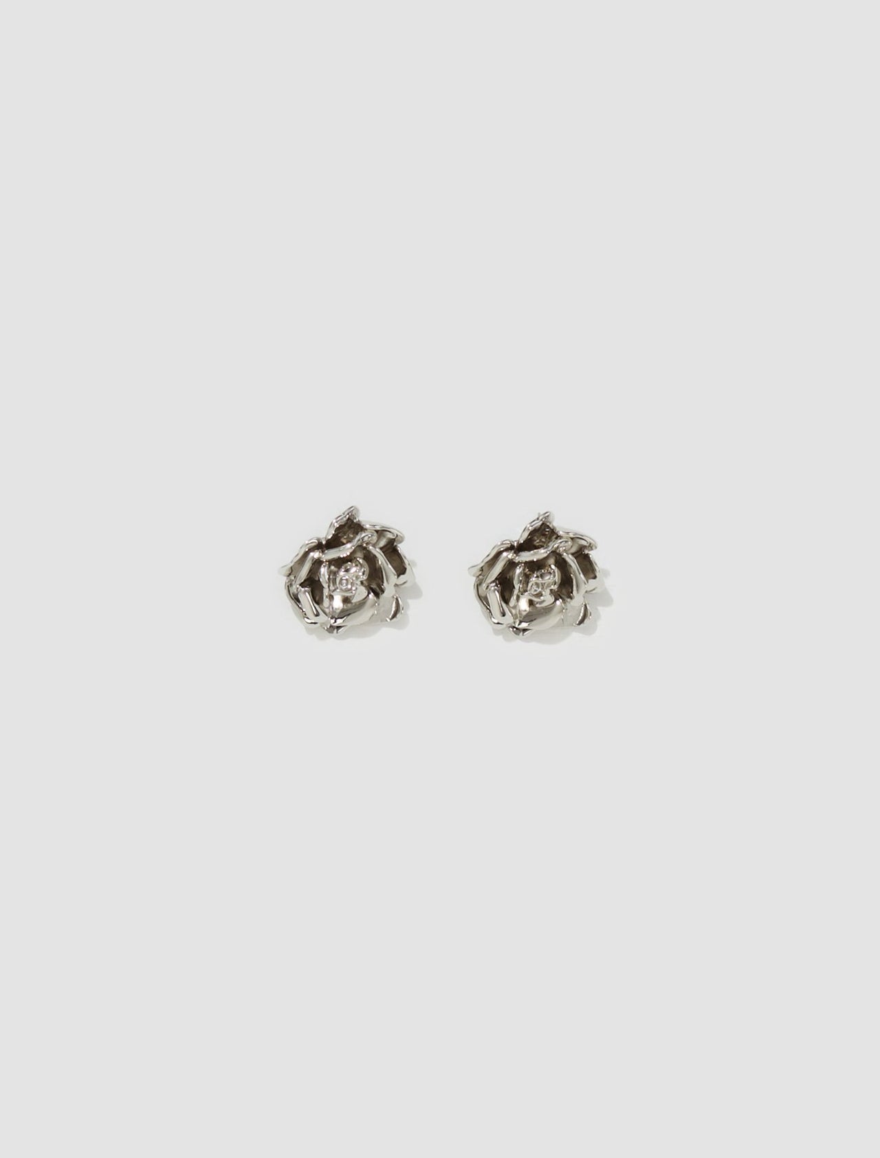 Earrings with Metal Rose in Silver