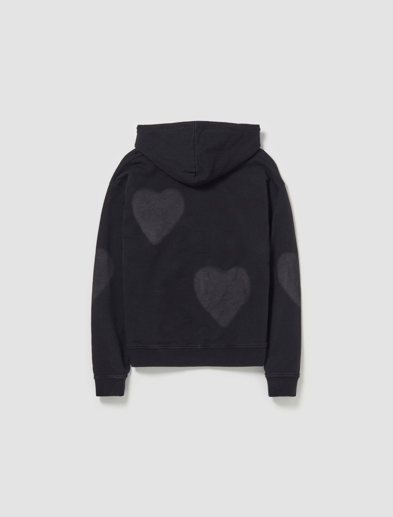 Heart Impact Zip-Up Hoodie in Washed Black