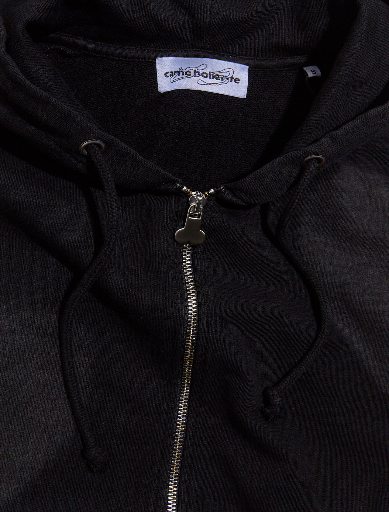 Heart Impact Zip-Up Hoodie in Washed Black