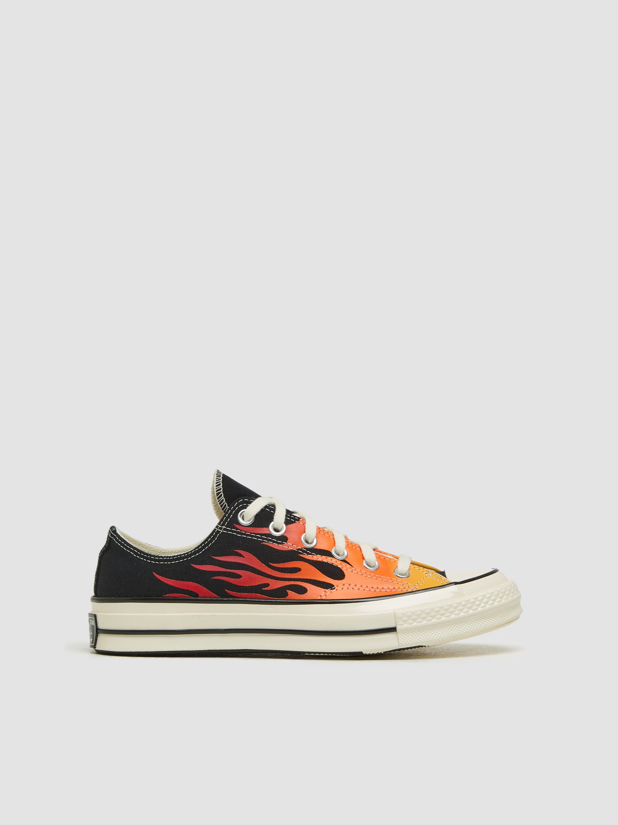 Chuck 70 OX Flame Print Sneaker in Black & Enamel Red