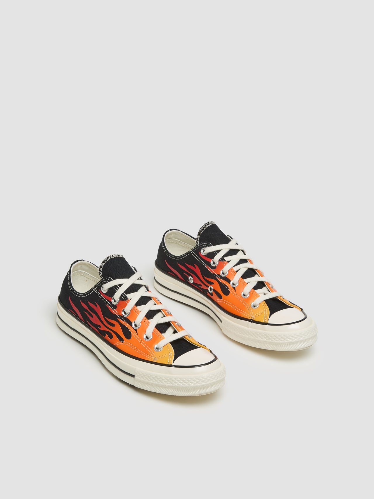 Chuck 70 OX Flame Print Sneaker in Black & Enamel Red