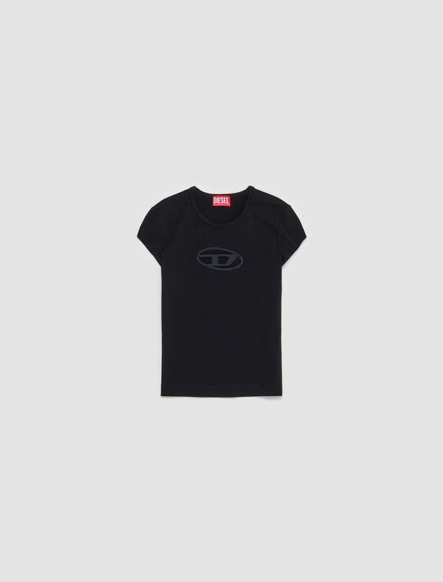 T-Shirt with Cutout Logo in Black