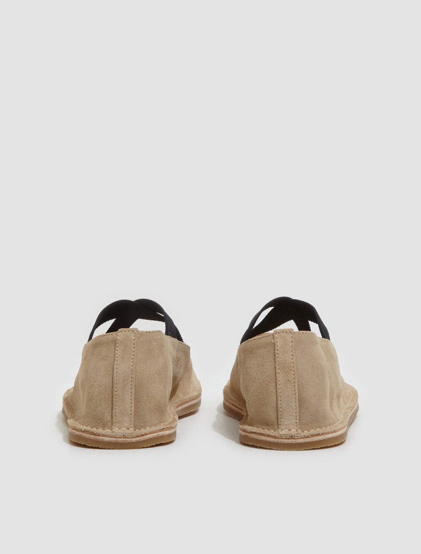Leather Strap Flats in Beige