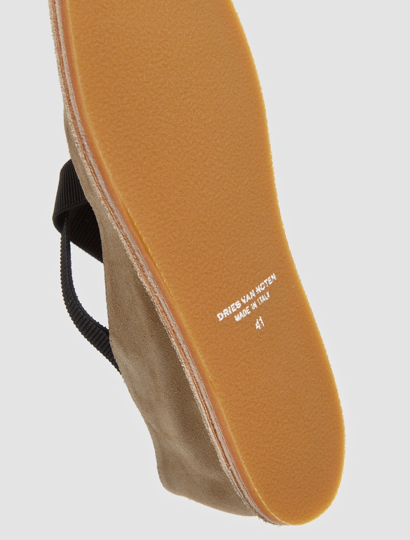 Leather Strap Flats in Beige