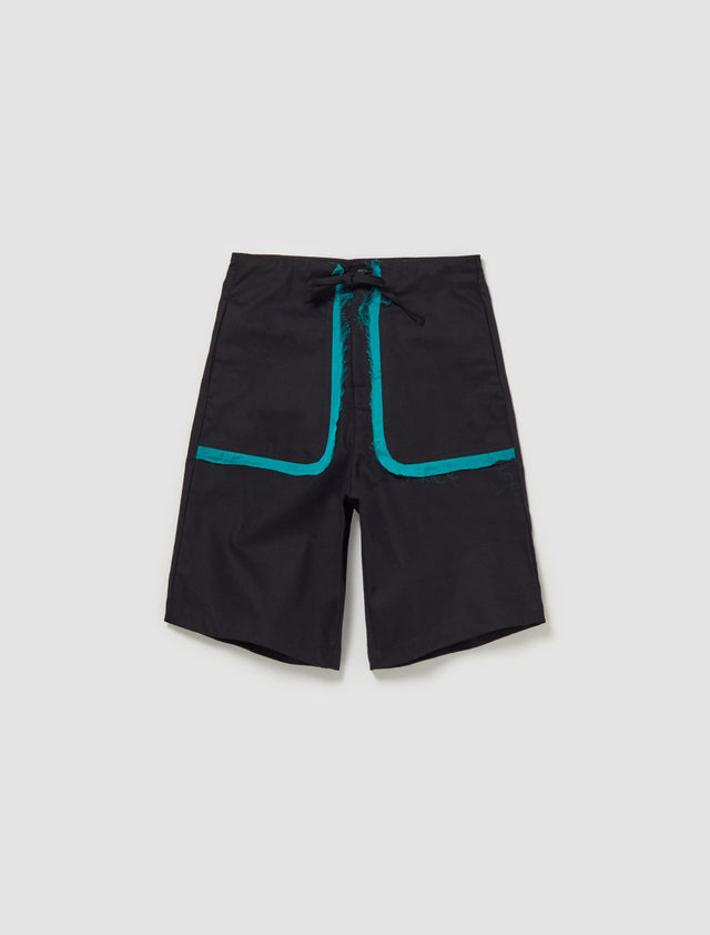 Bermuda Shorts in Black & Teal Green